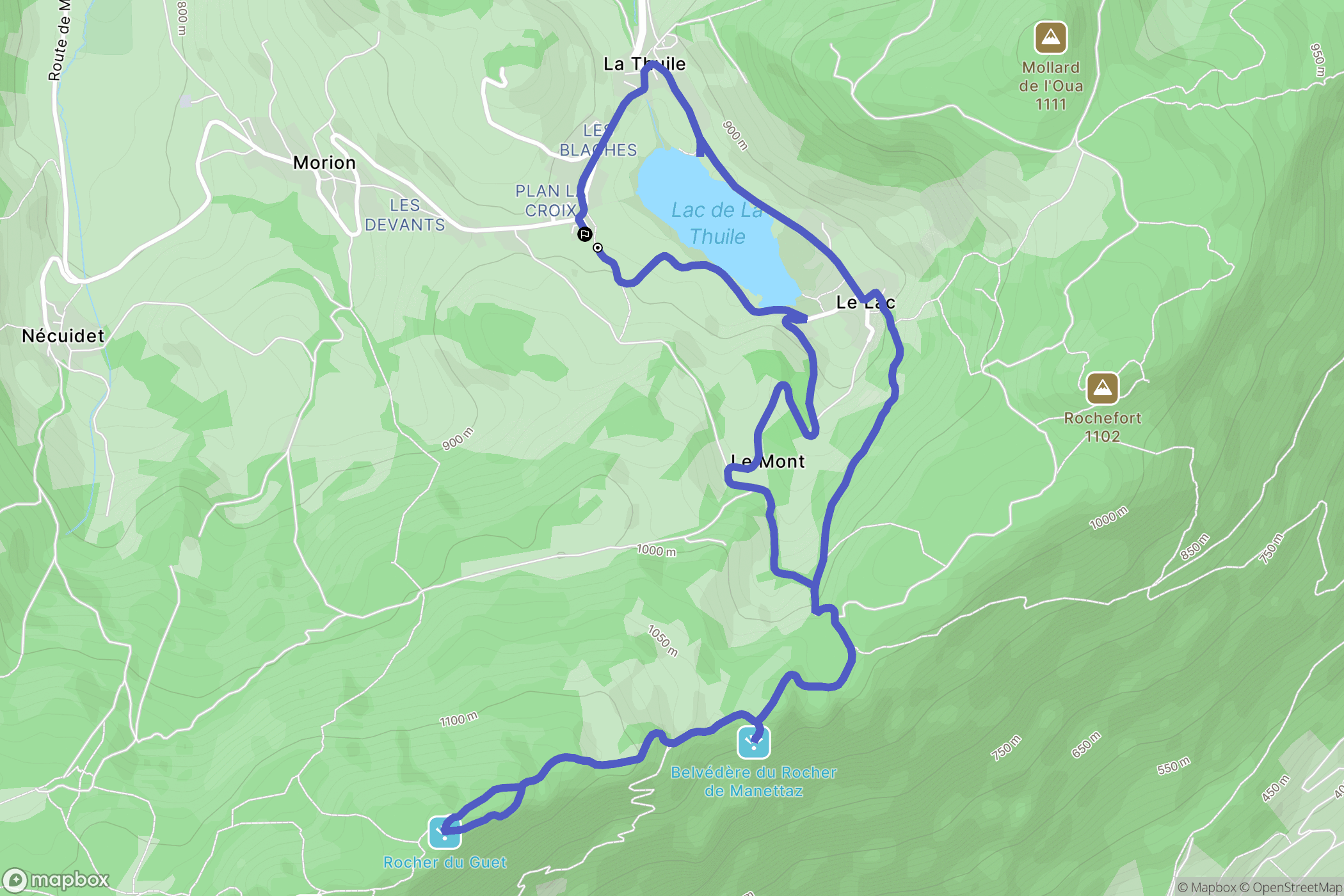 La Thuile : carte du parcours de randonnée - France