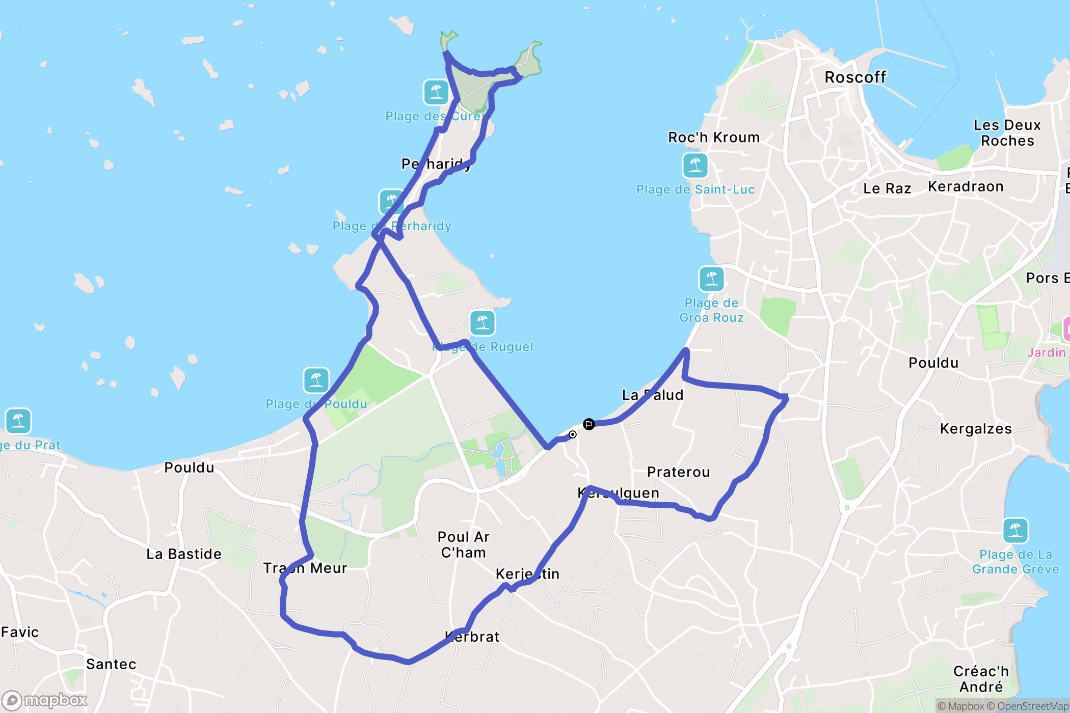 Roscoff : carte du parcours de randonnée - France