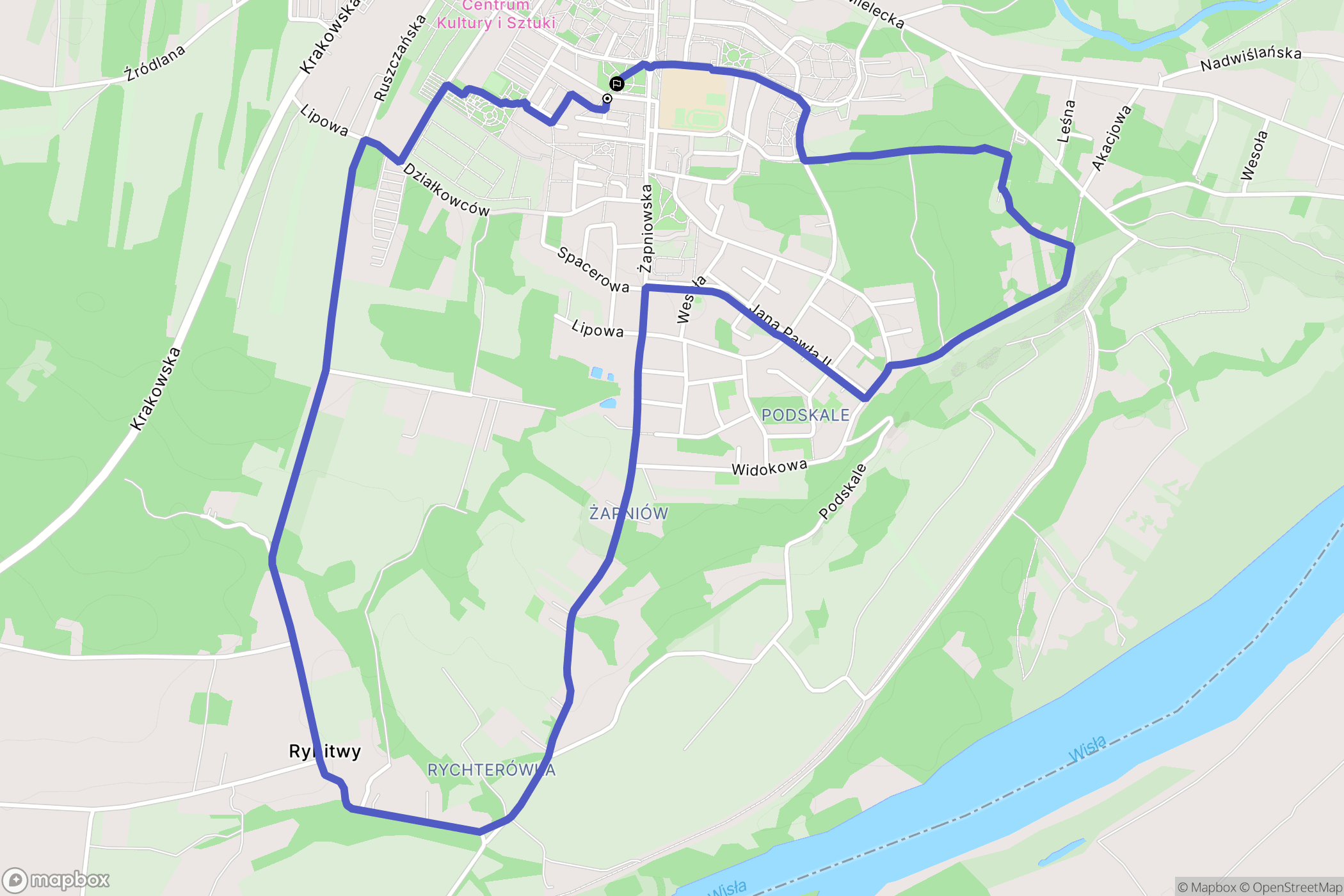 Połaniec: mapa trasy - Poland