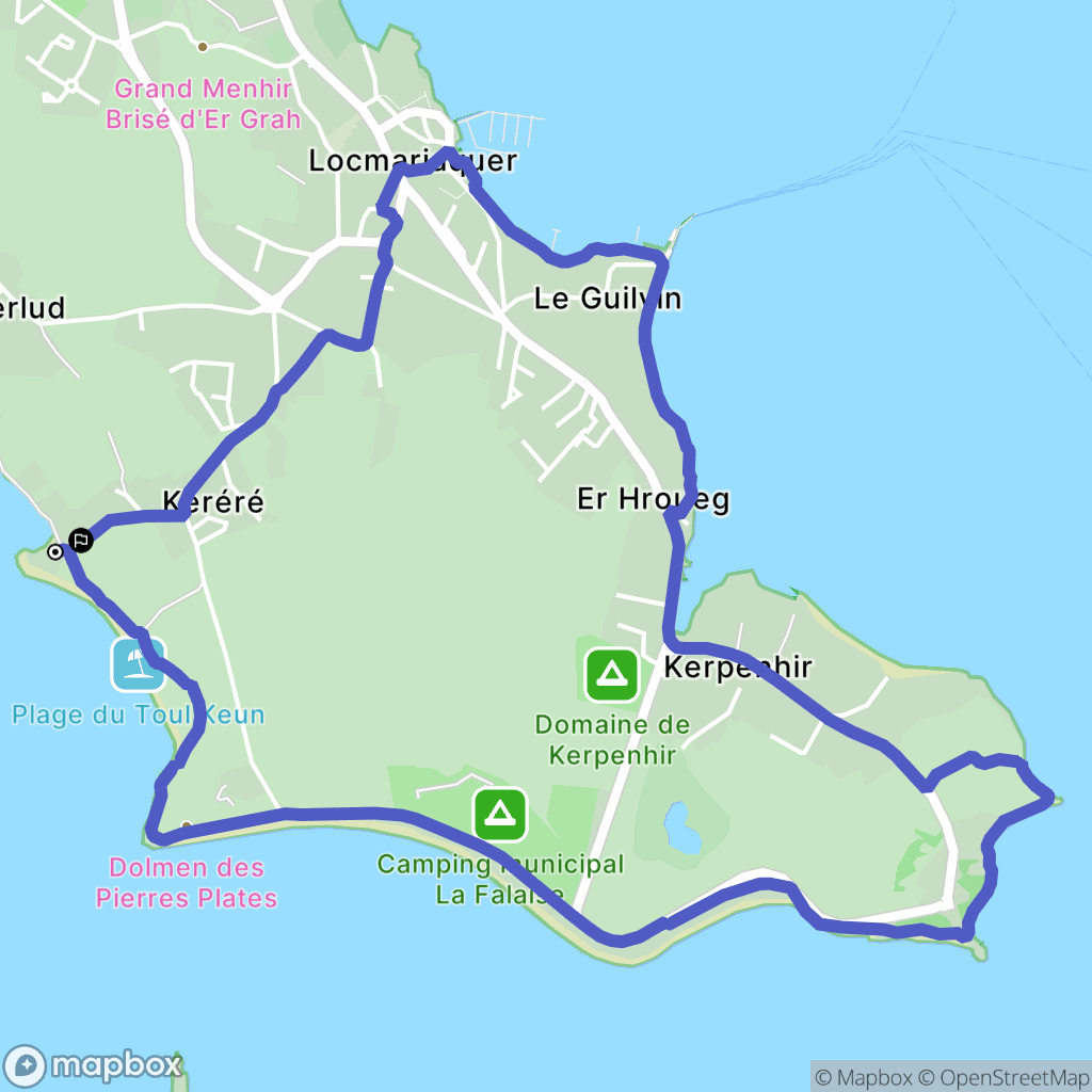 Locmariaquer : carte du parcours de randonnée - France