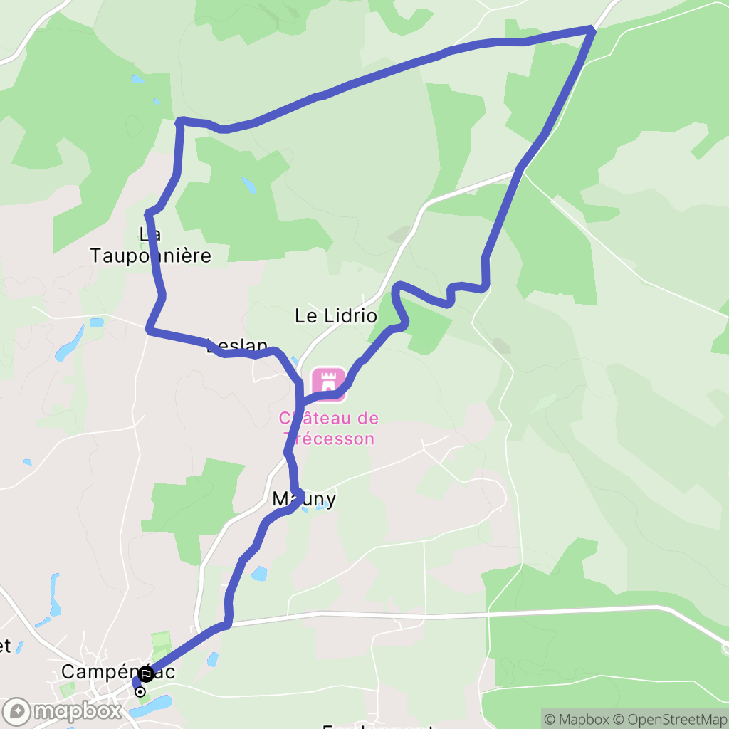 Campénéac : carte du parcours de randonnée - France