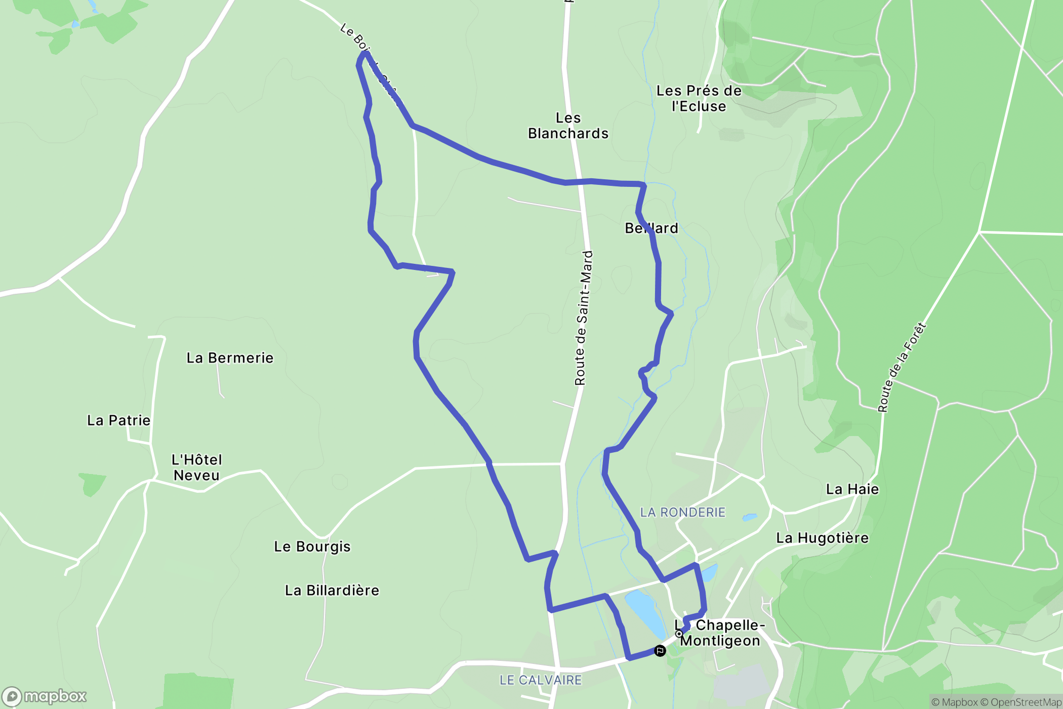 La Chapelle-Montligeon : carte du parcours de randonnée - France