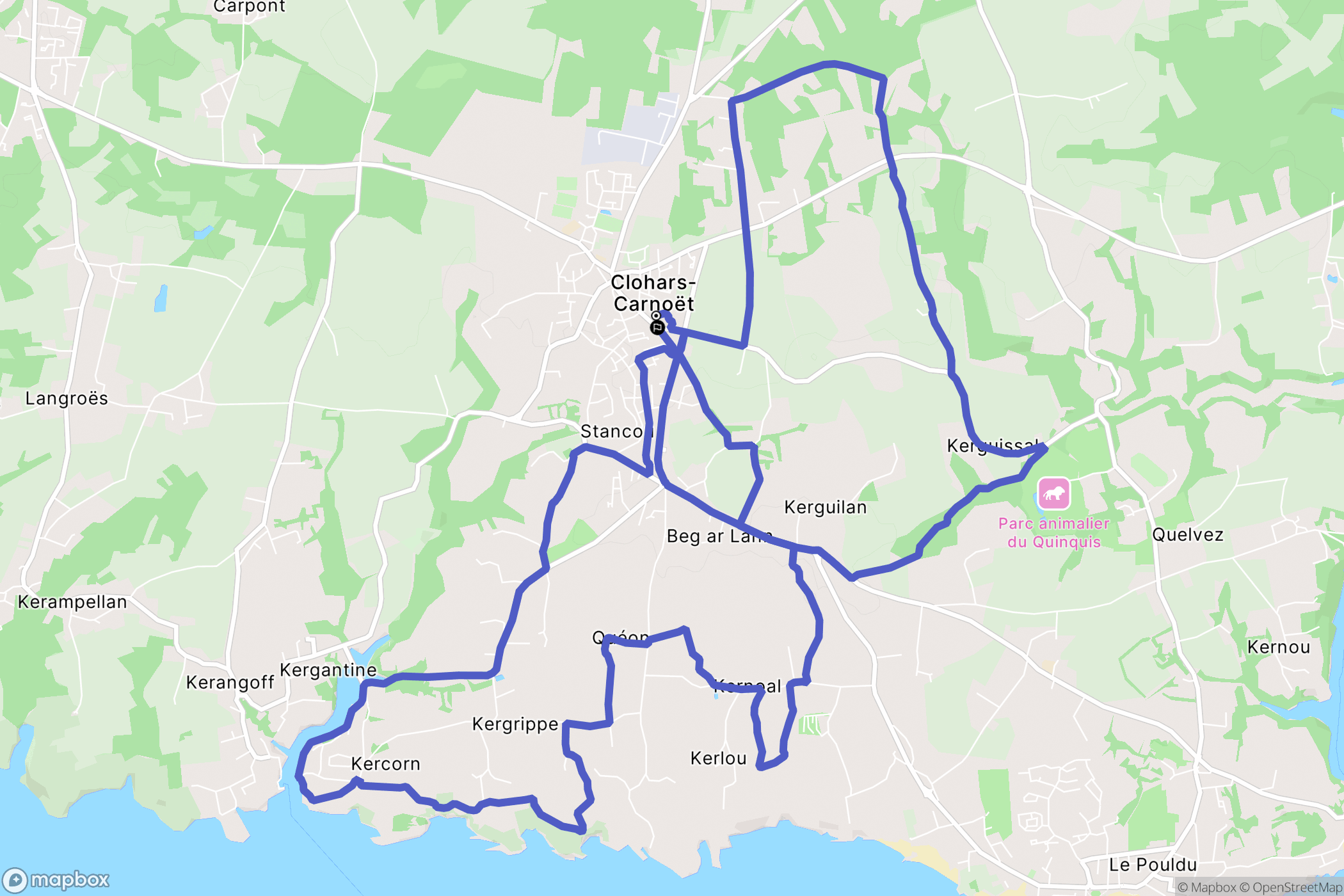 Clohars-Carnoët : carte du parcours de randonnée - France