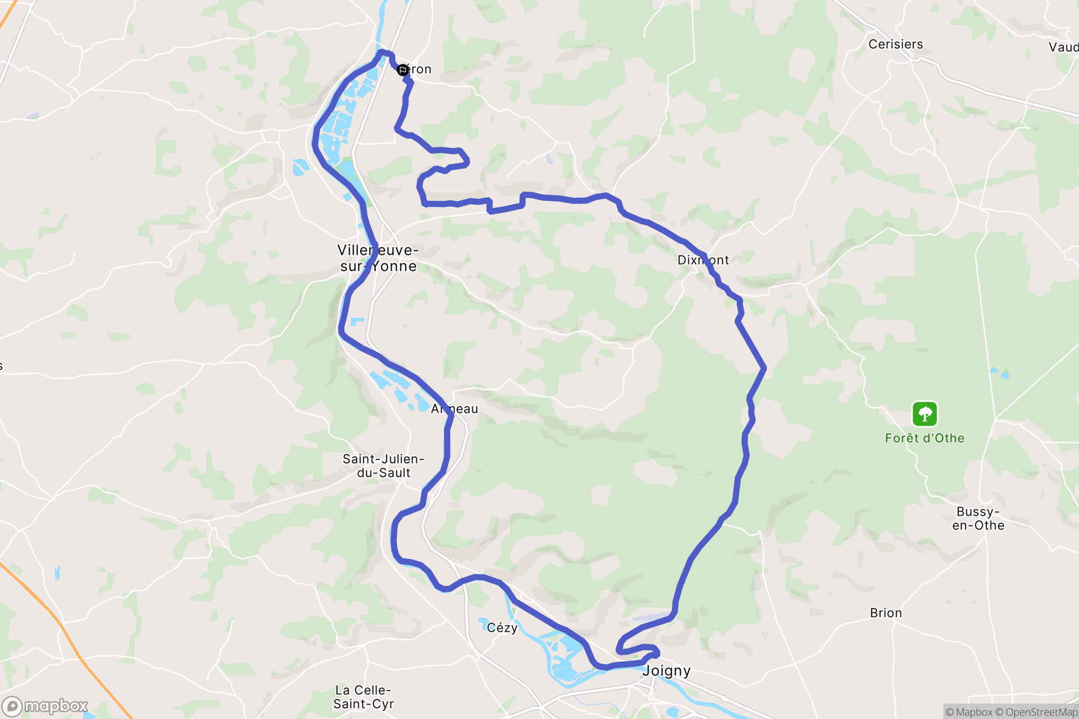 Véron : carte du parcours de randonnée - France