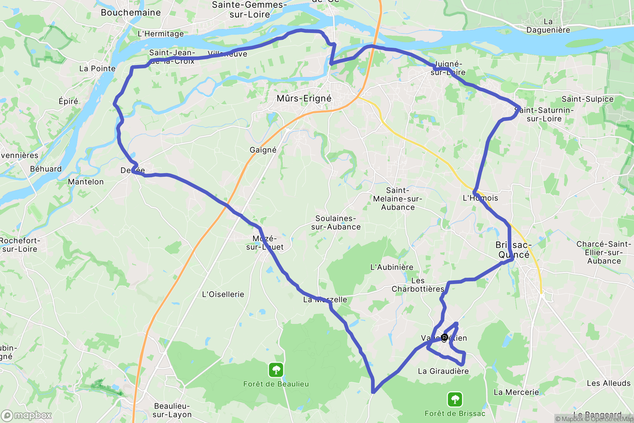 Brissac-Loire-Aubance : carte du parcours de randonnée - France