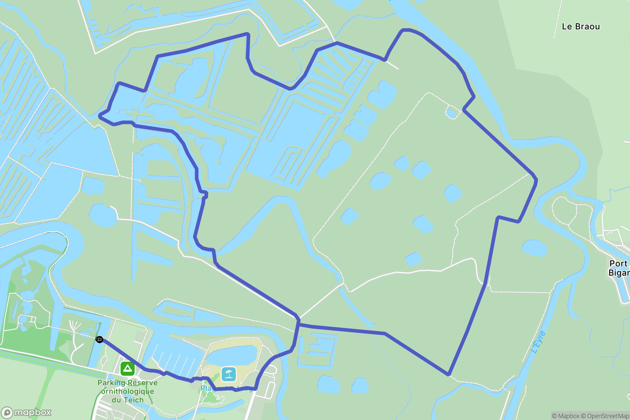 Le Teich : carte du parcours de randonnée - France