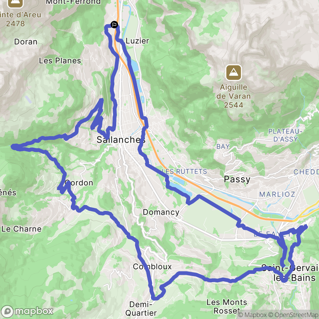 Sallanches : carte du parcours de randonnée - France