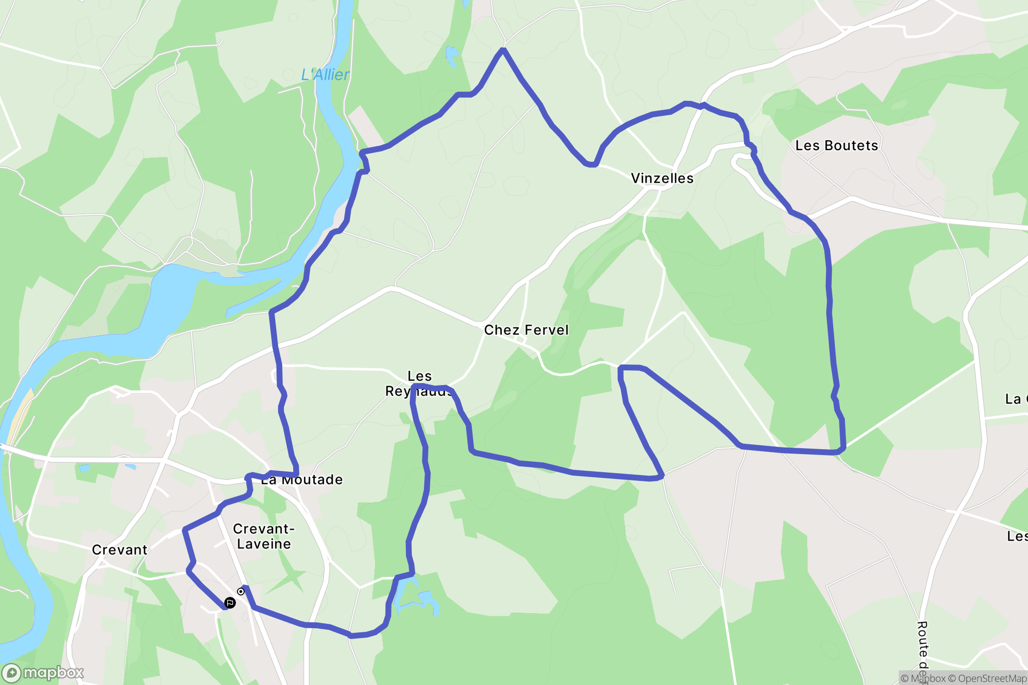 Crevant-Laveine : carte du parcours de randonnée - France