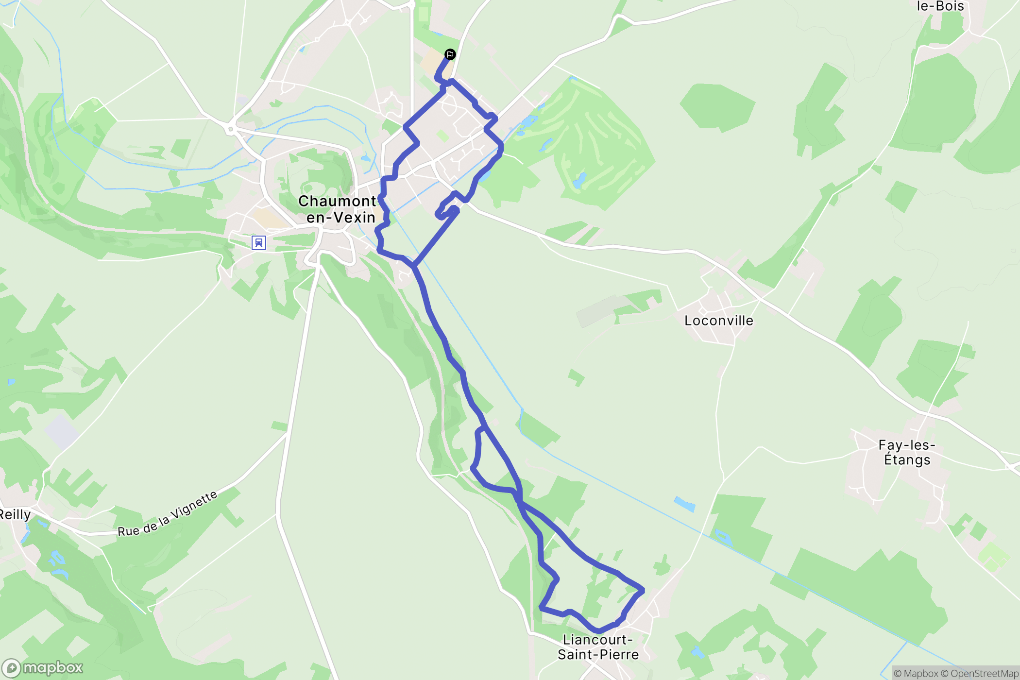 Chaumont-en-Vexin : carte du parcours de randonnée - France