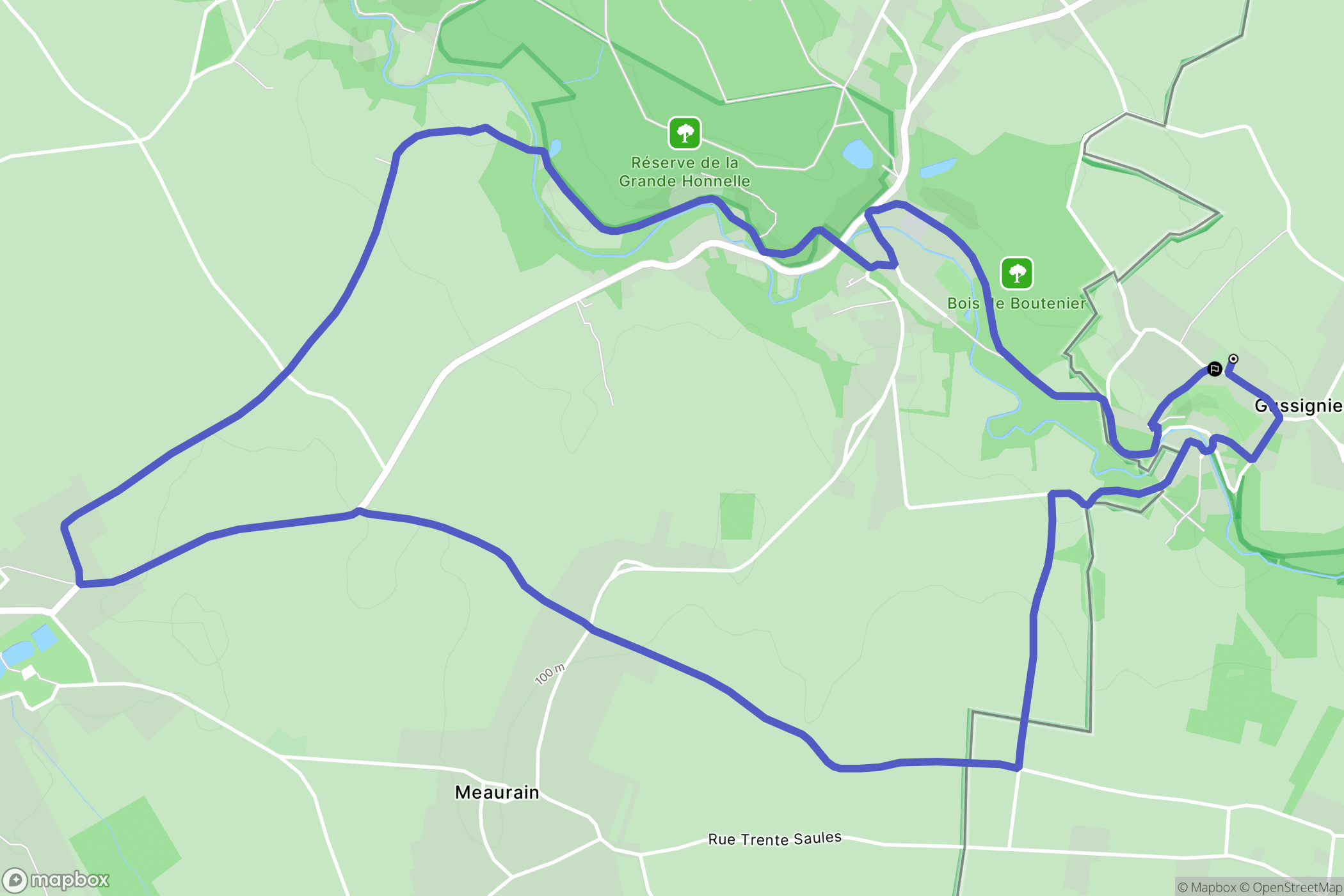 Gussignies : carte du parcours de randonnée - France