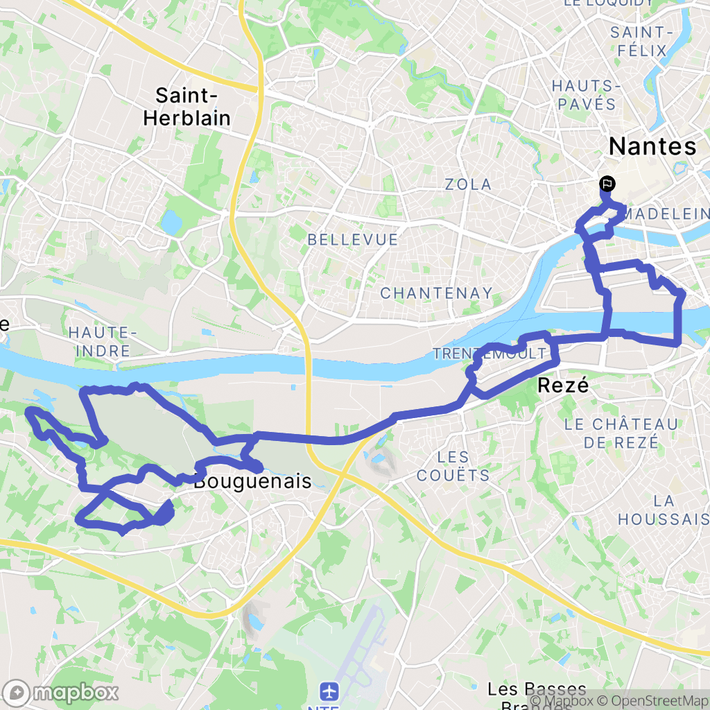 Nantes : carte du parcours de randonnée - France