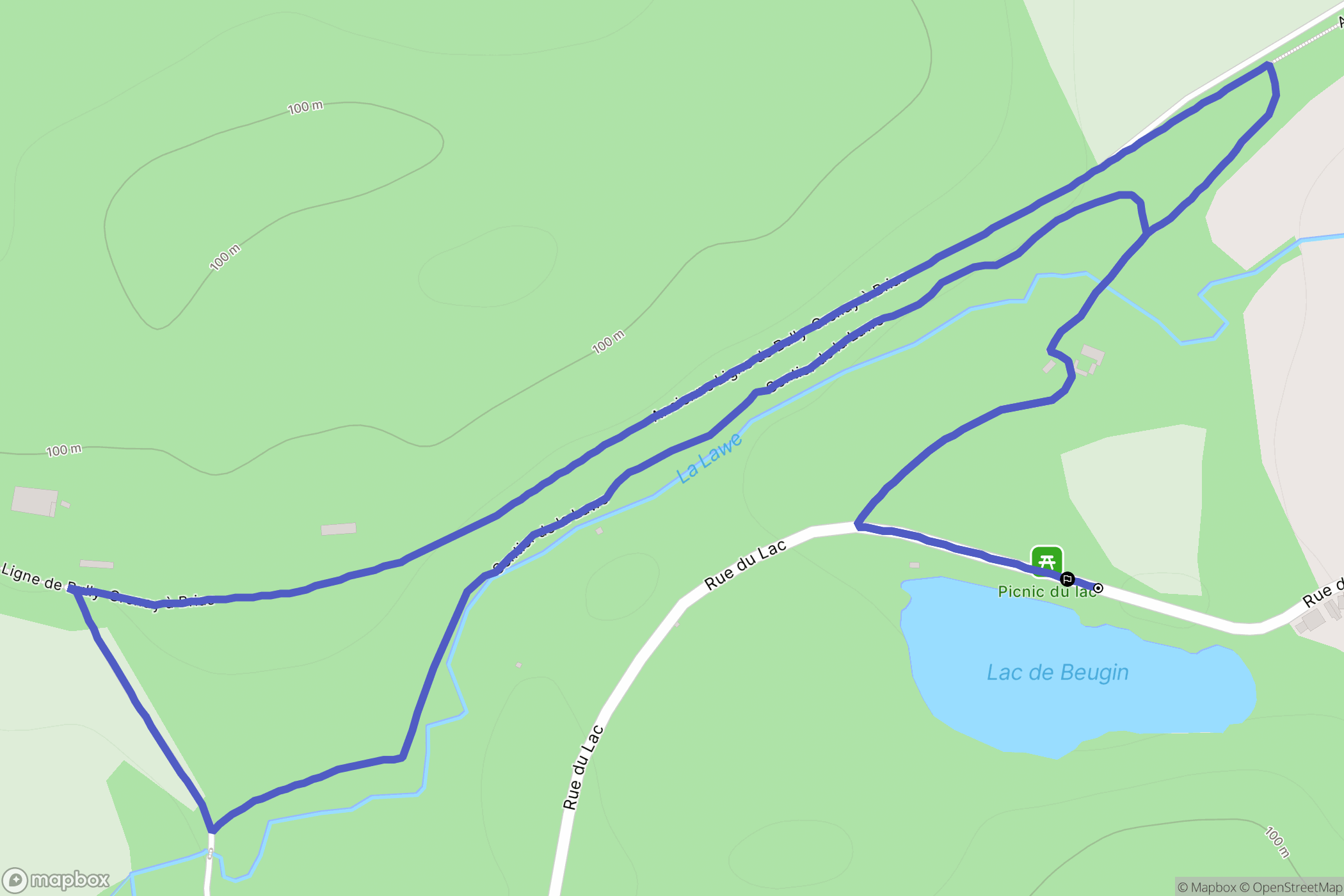 Beugin : carte du parcours de randonnée - France