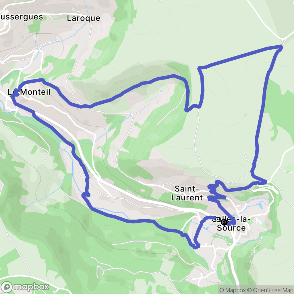 Salles-la-Source : carte du parcours de randonnée - France