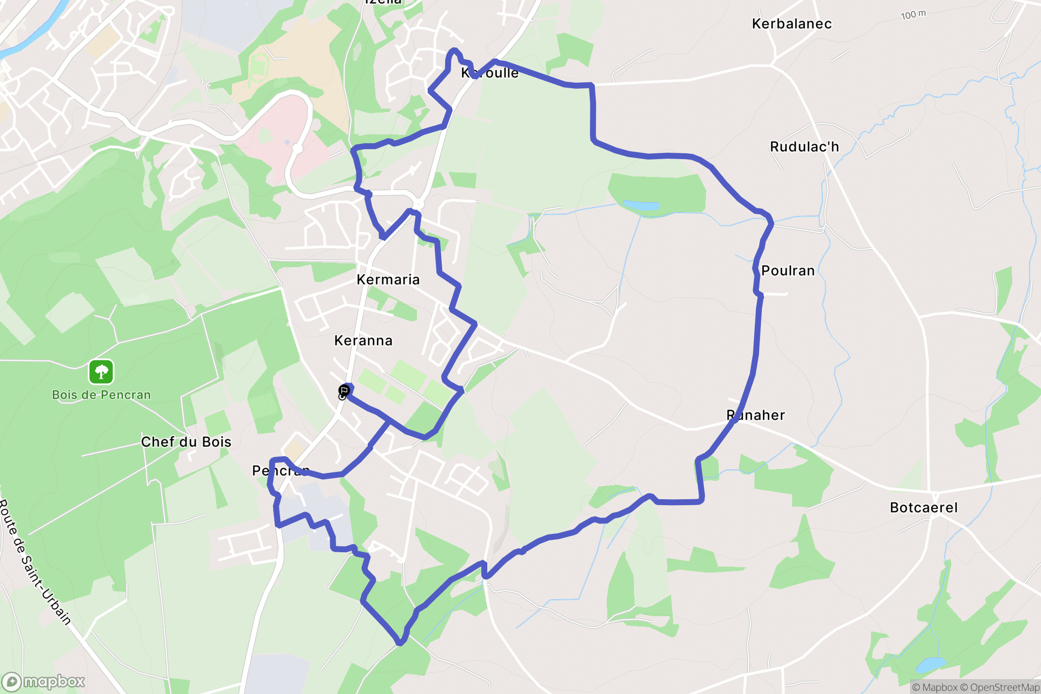 Pencran : carte du parcours de randonnée - France