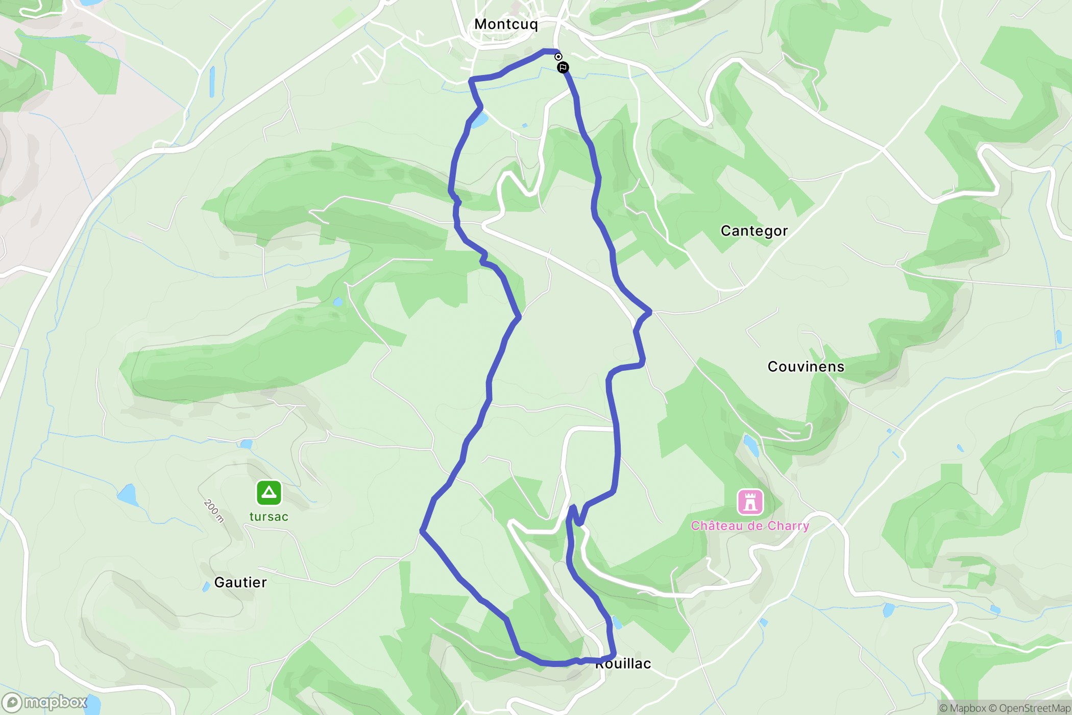 Montcuq-en-Quercy-Blanc : carte du parcours de randonnée - France