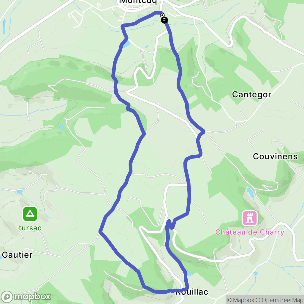 Montcuq-en-Quercy-Blanc : carte du parcours de randonnée - France