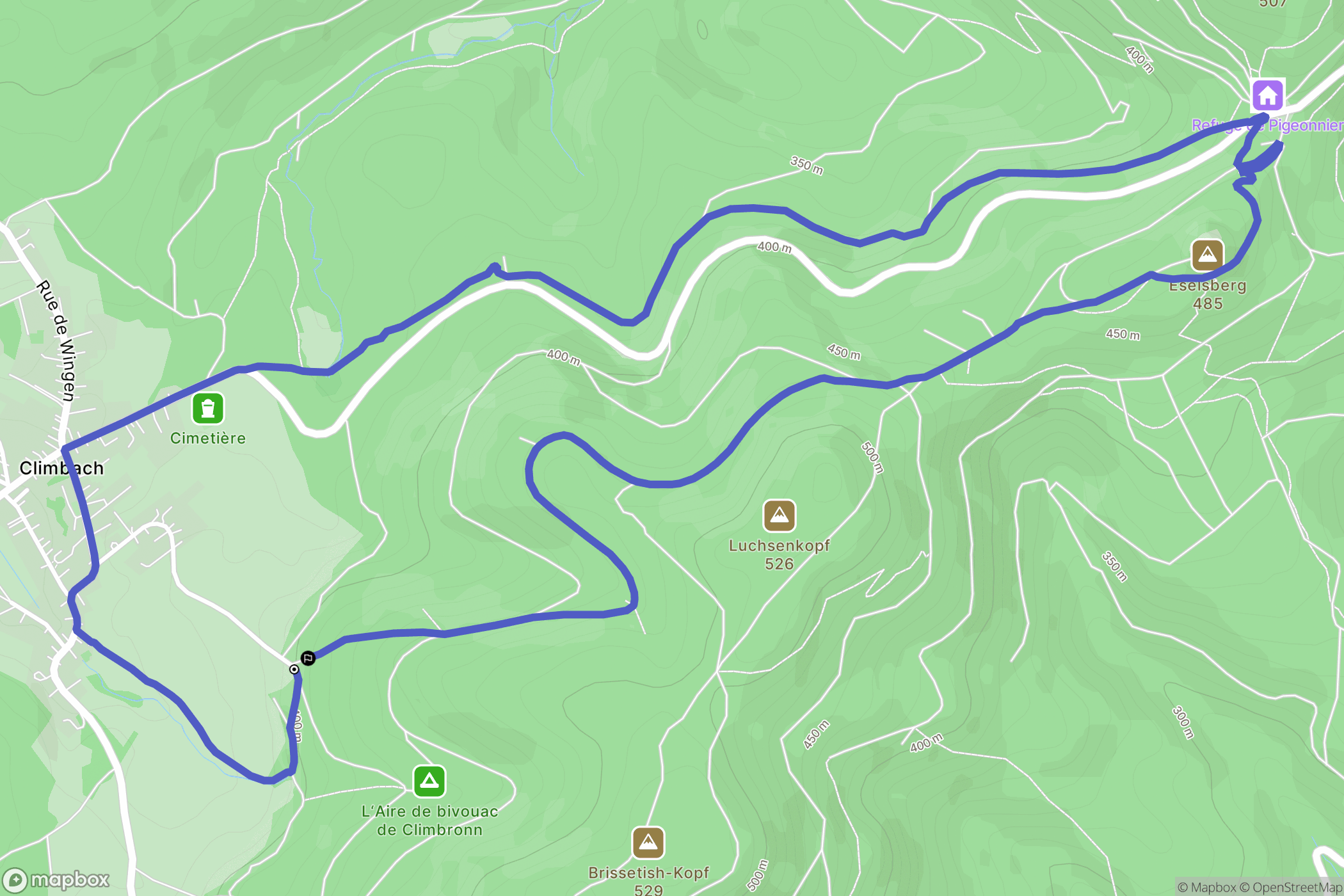 Climbach : carte du parcours de randonnée - France