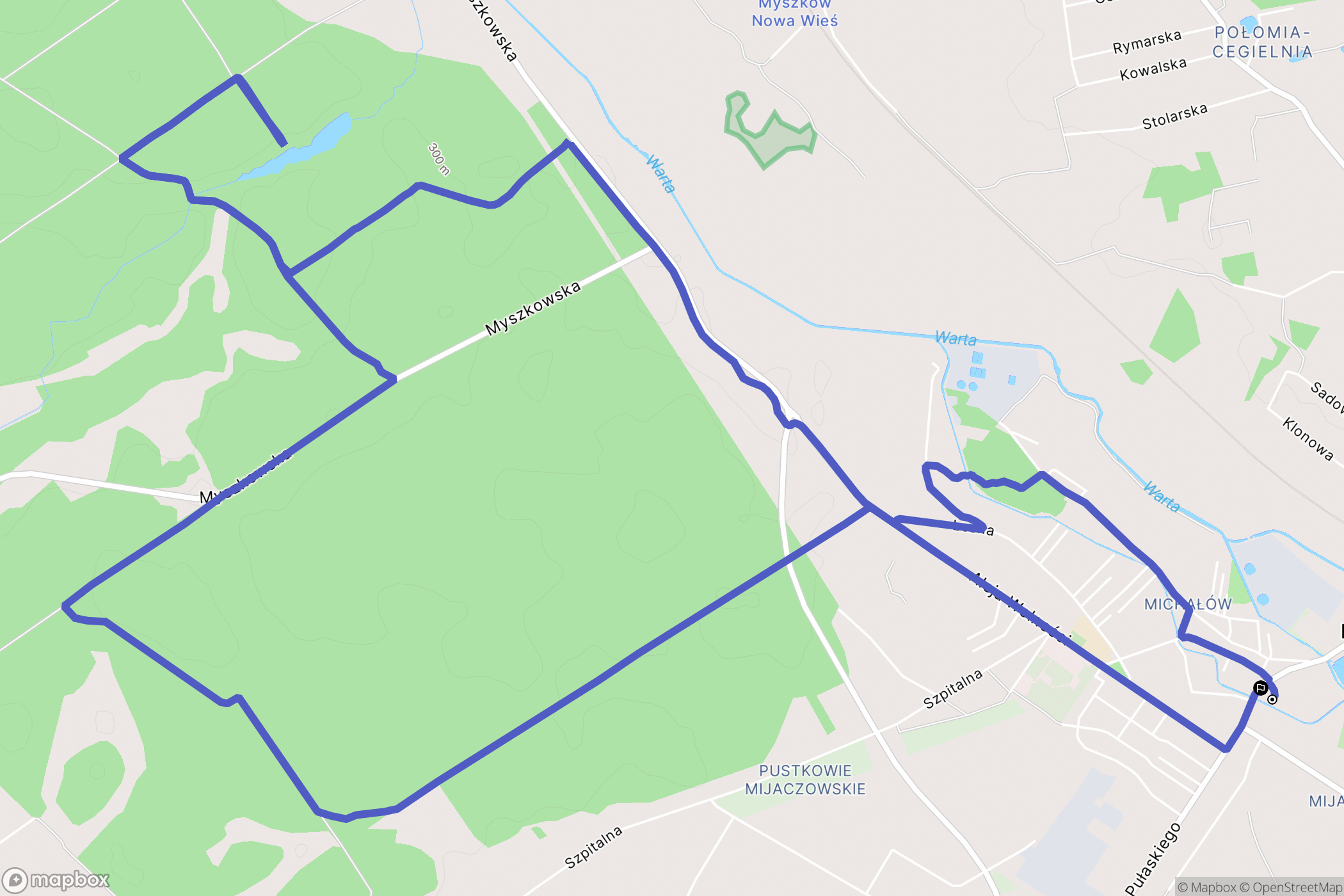 Myszków: mapa trasy - Poland