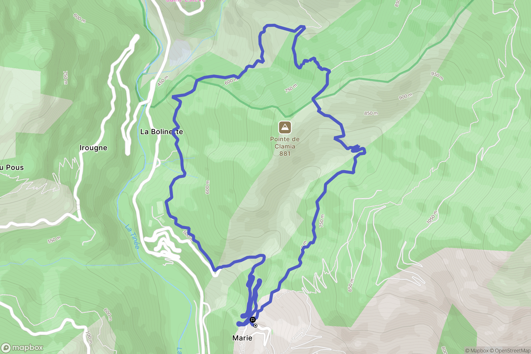Marie : carte du parcours de randonnée - France