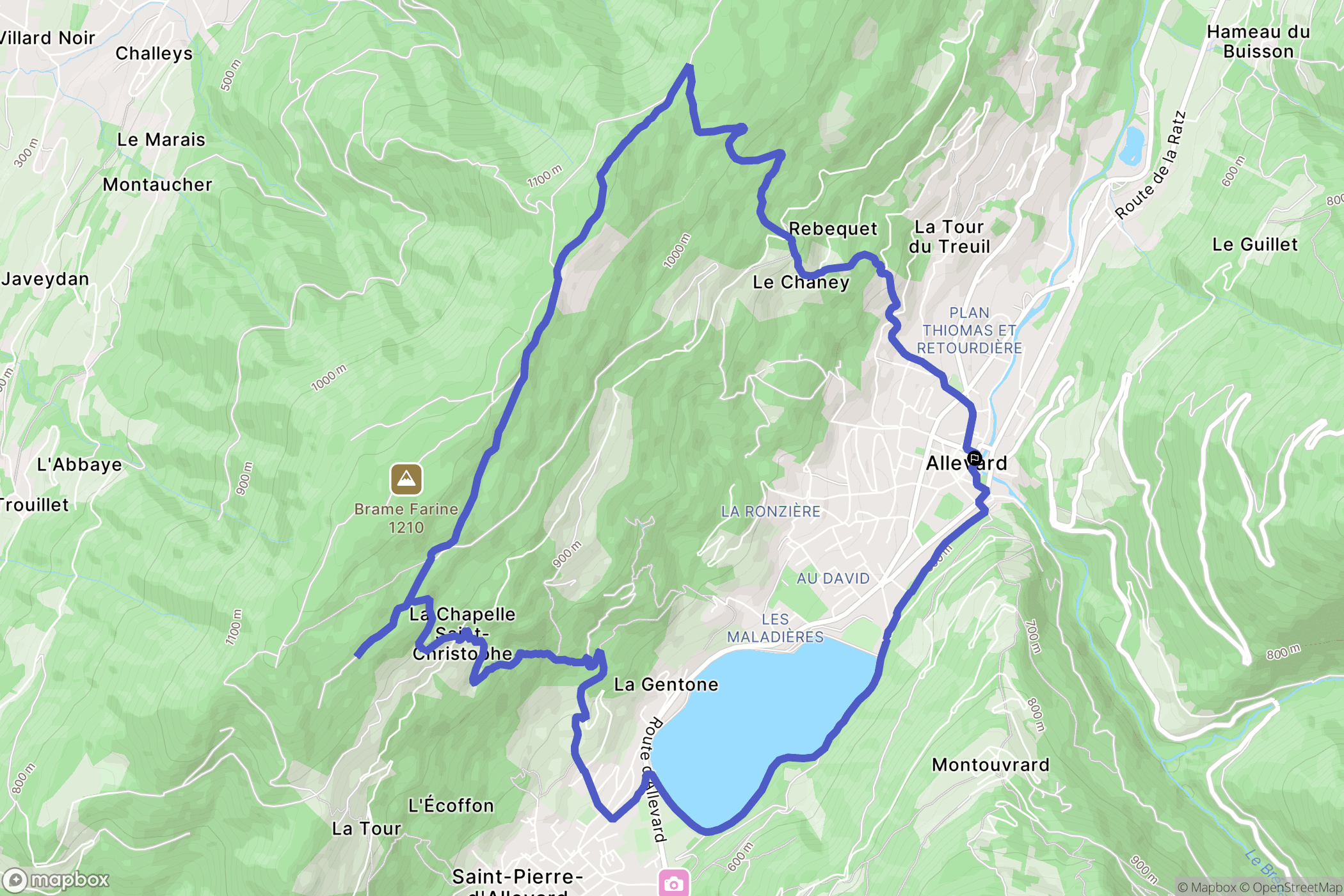 Allevard : carte du parcours de randonnée - France