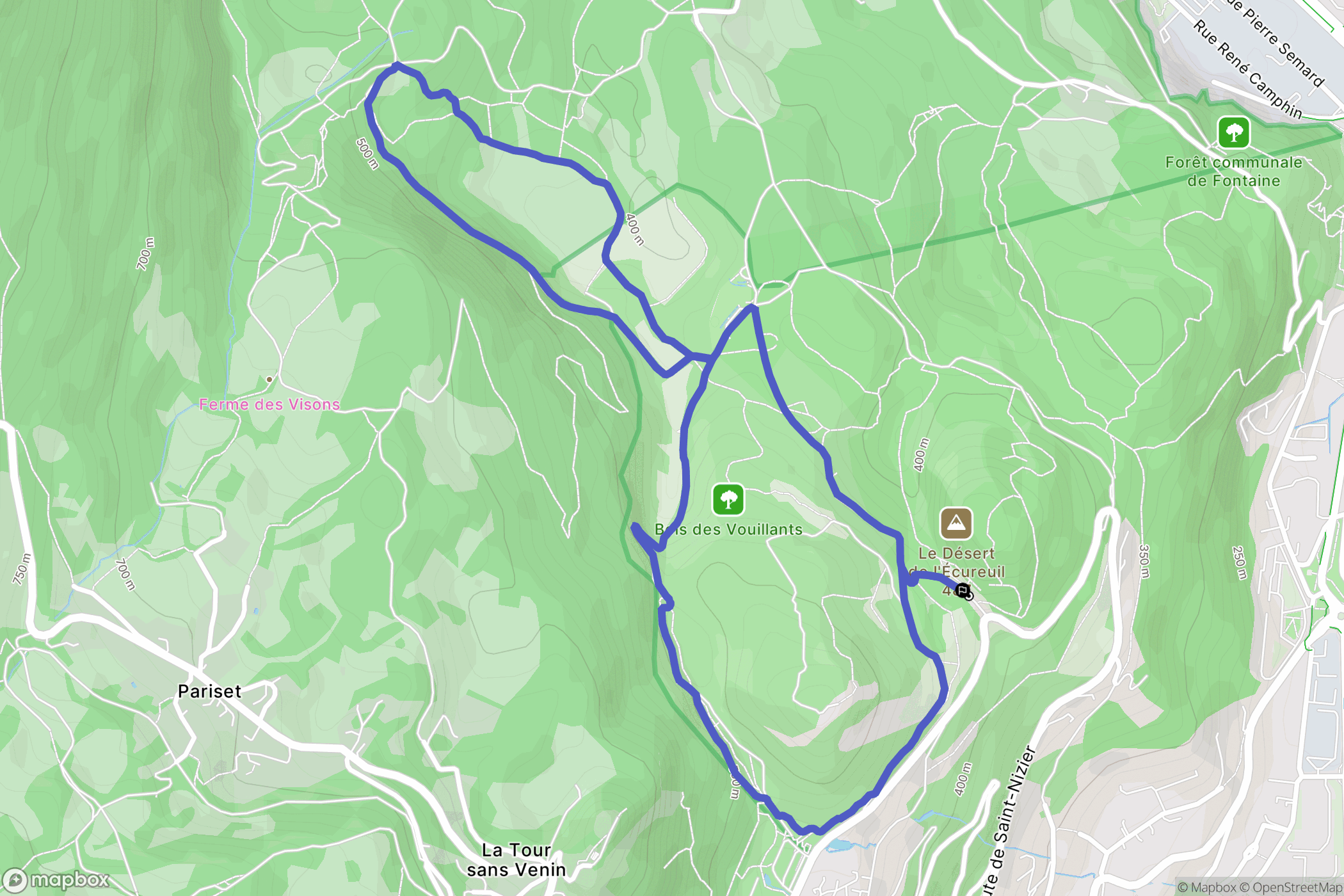 Seyssinet-Pariset : carte du parcours de randonnée - France