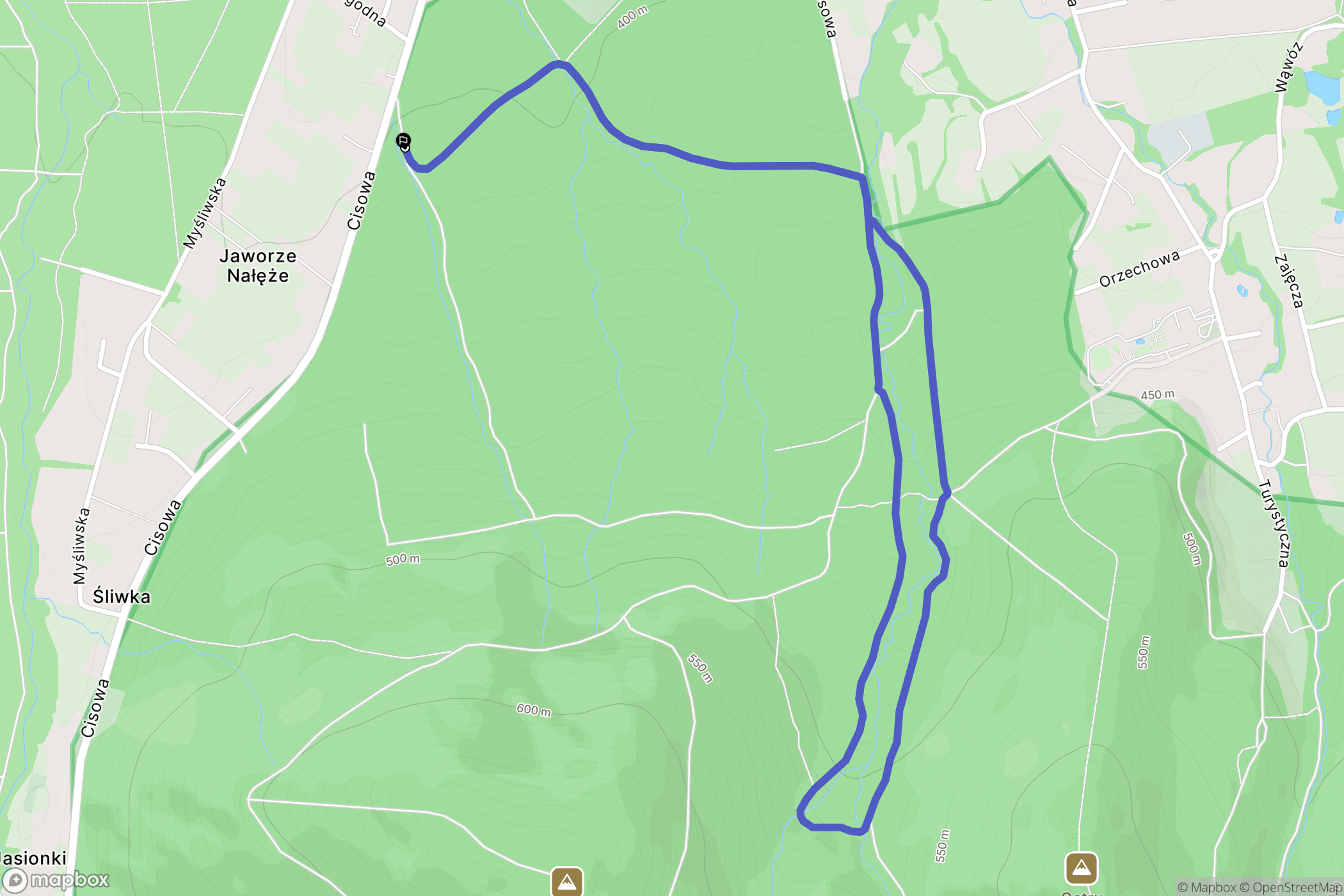 Jaworze: mapa trasy - Poland
