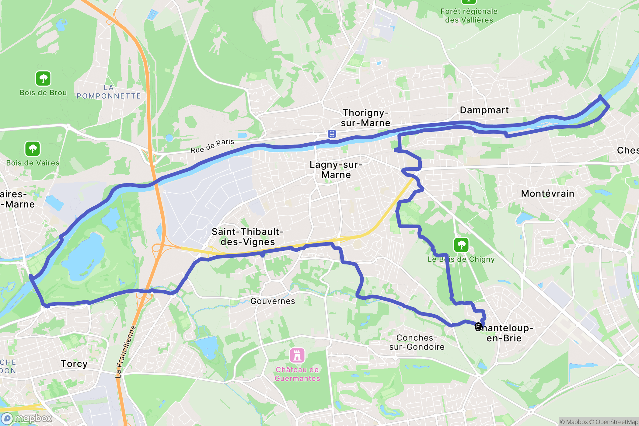 Chanteloup-en-Brie : carte du parcours de randonnée - France