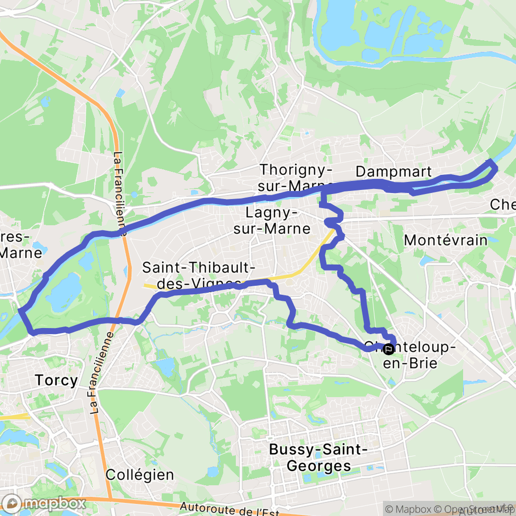 Chanteloup-en-Brie : carte du parcours de randonnée - France