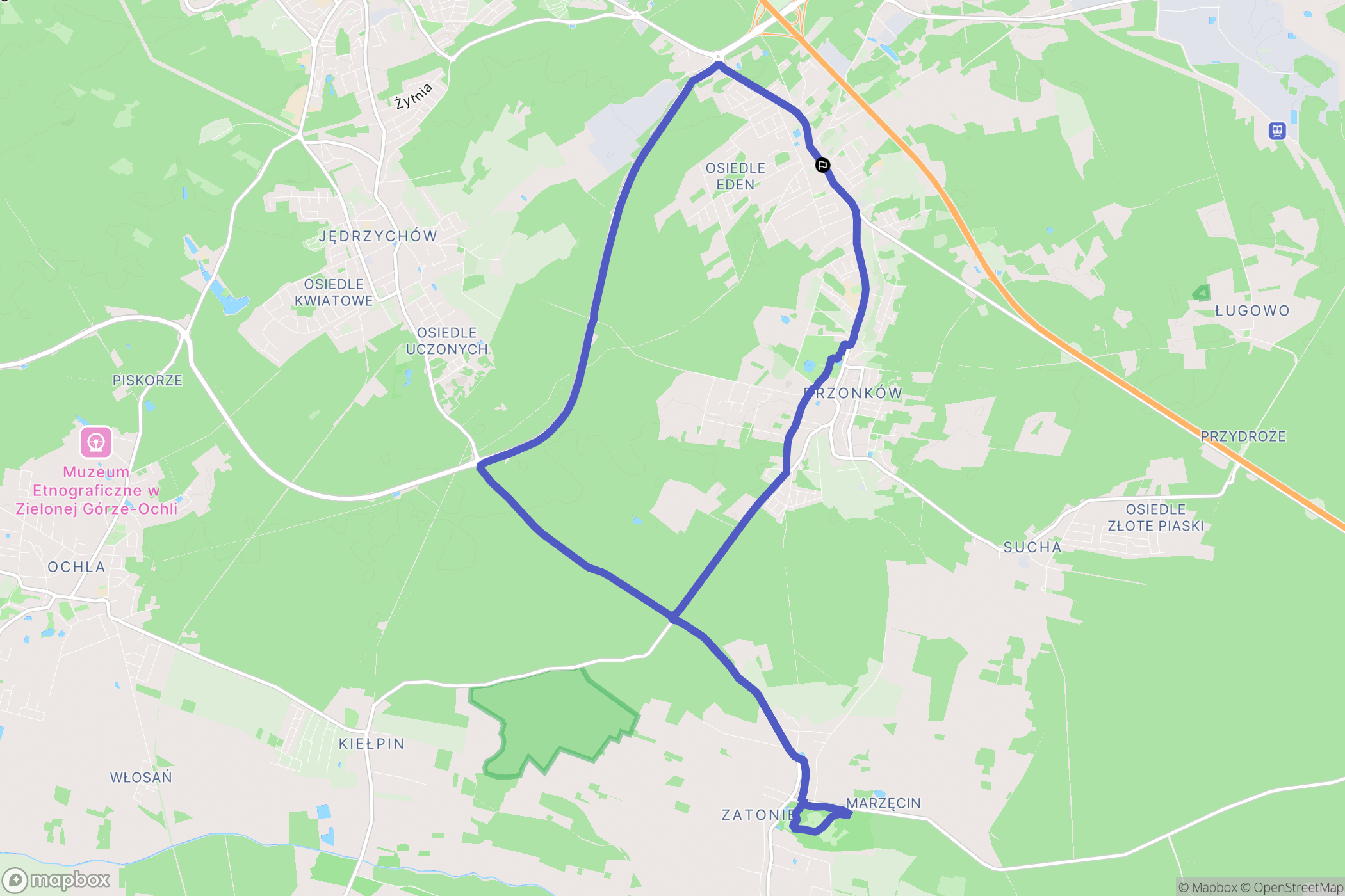 Zielona Góra: mapa trasy - Poland
