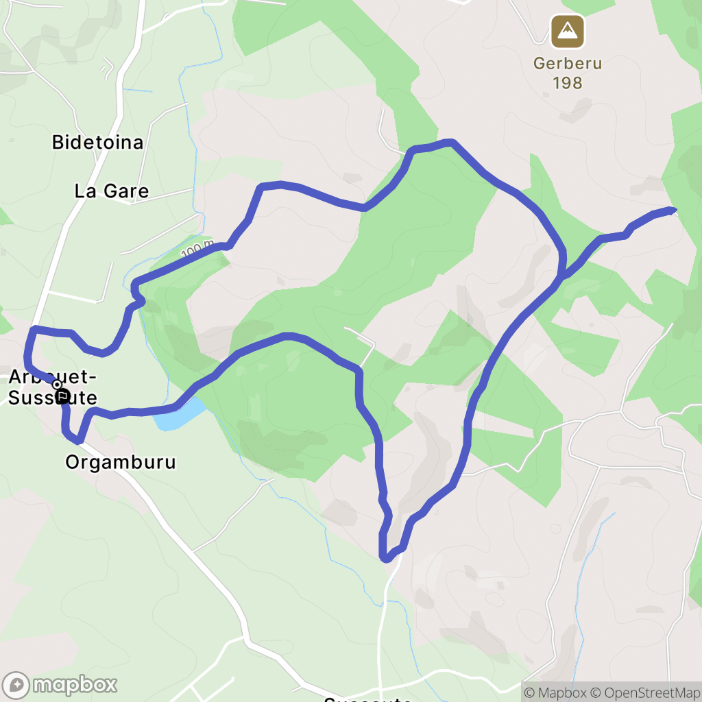 Arbouet-Sussaute : carte du parcours de randonnée - France