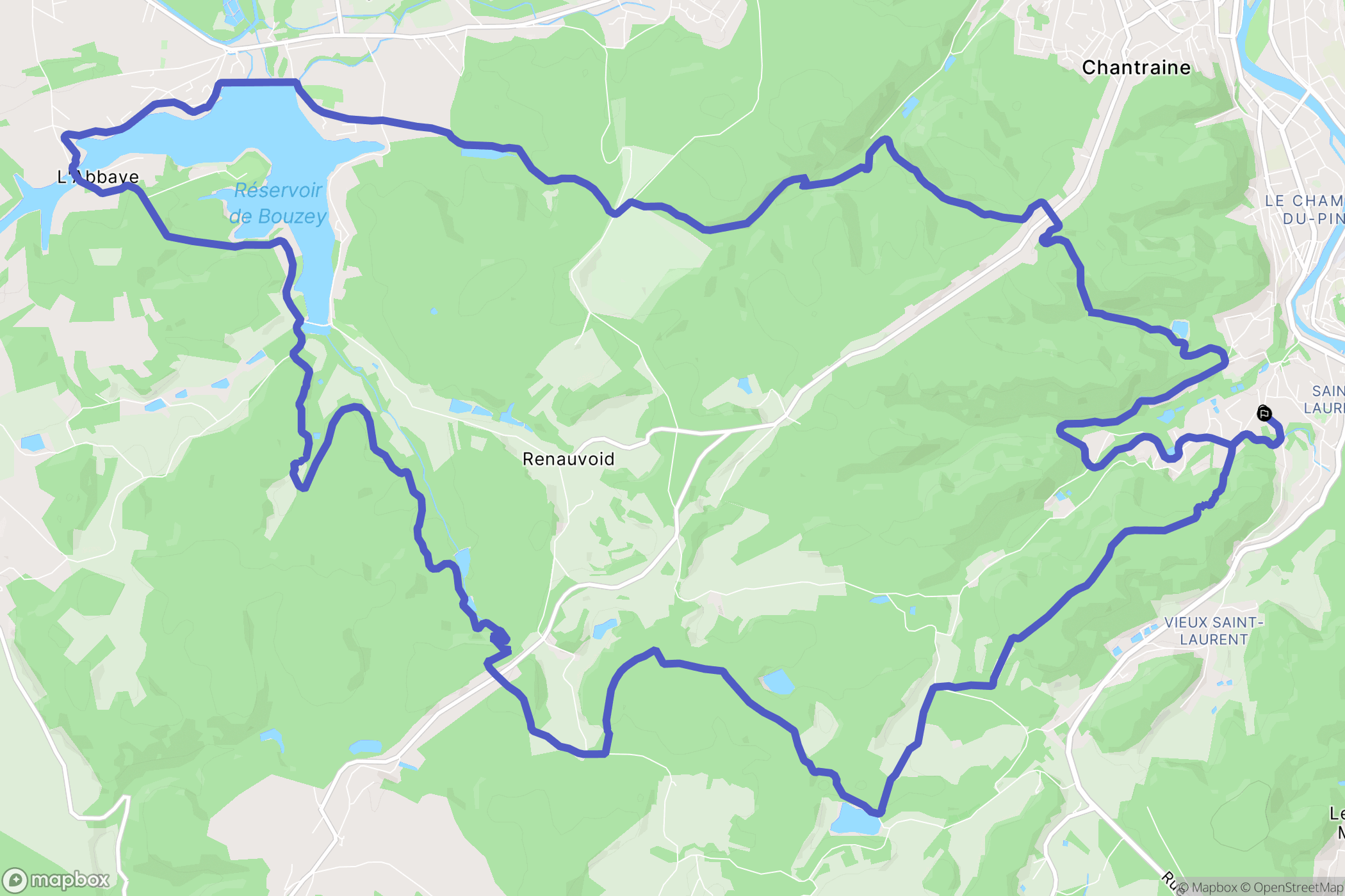 Épinal : carte du parcours de randonnée - France