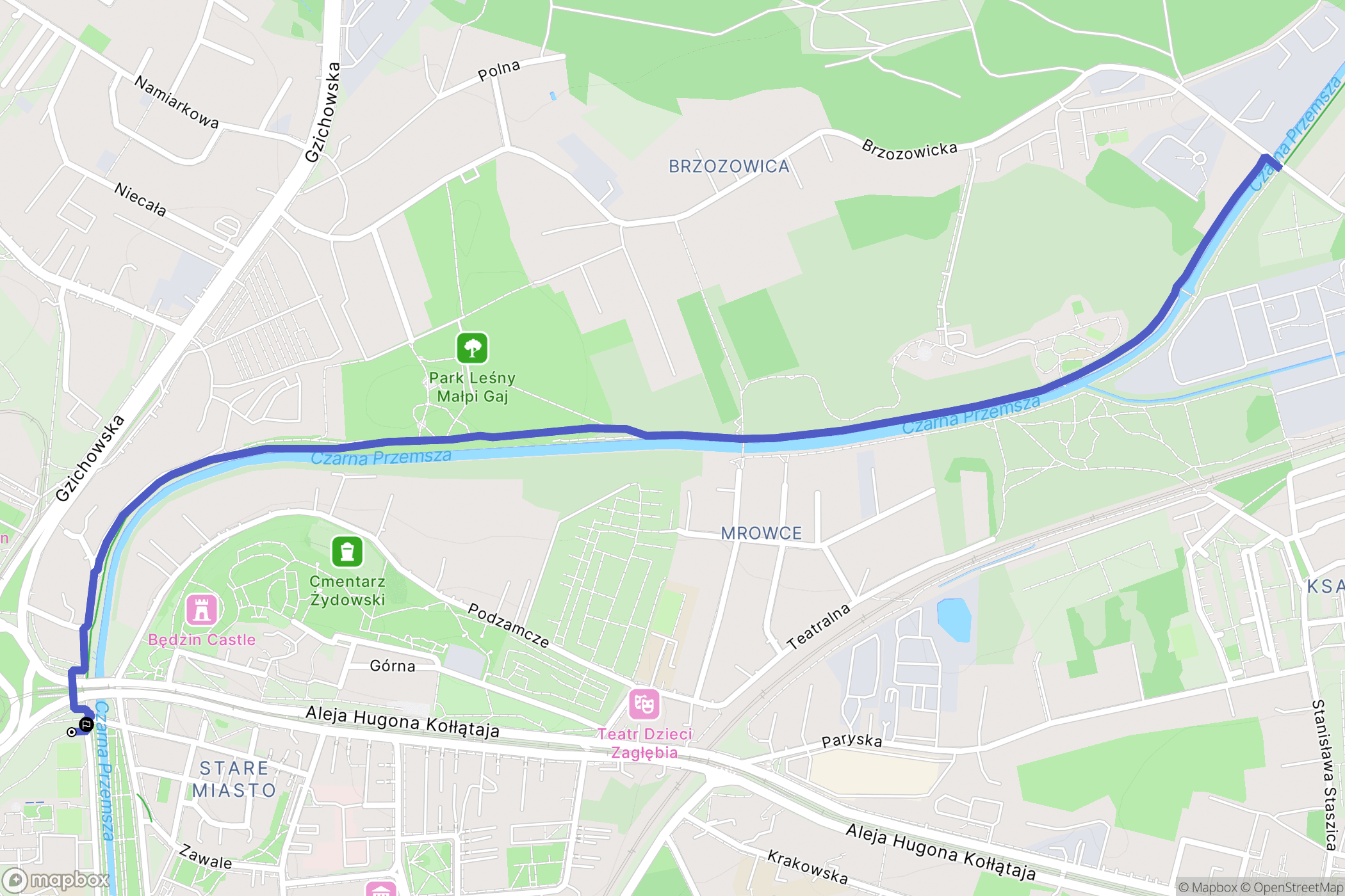 Będzin: mapa trasy - Poland