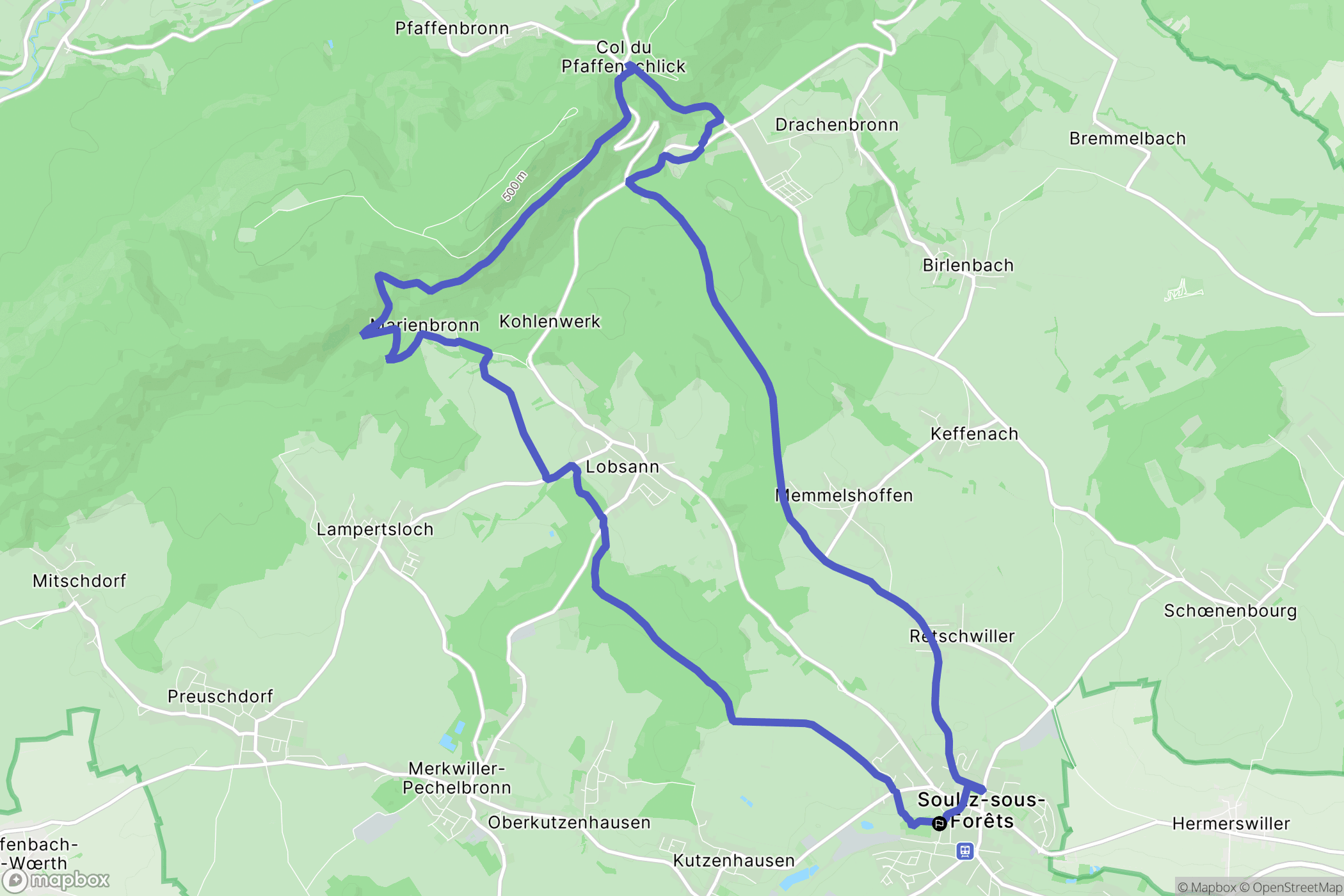 Soultz-sous-Forêts : carte du parcours de randonnée - France