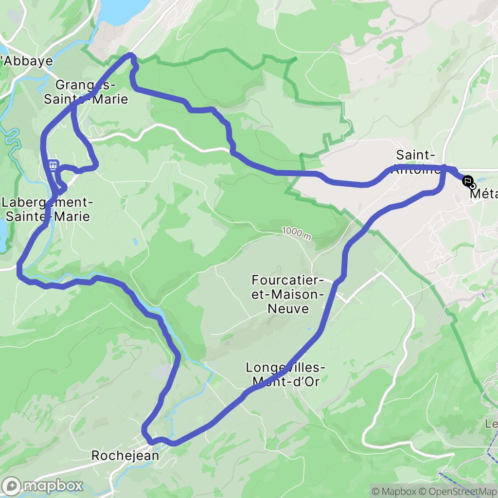 Métabief : carte du parcours de randonnée - France