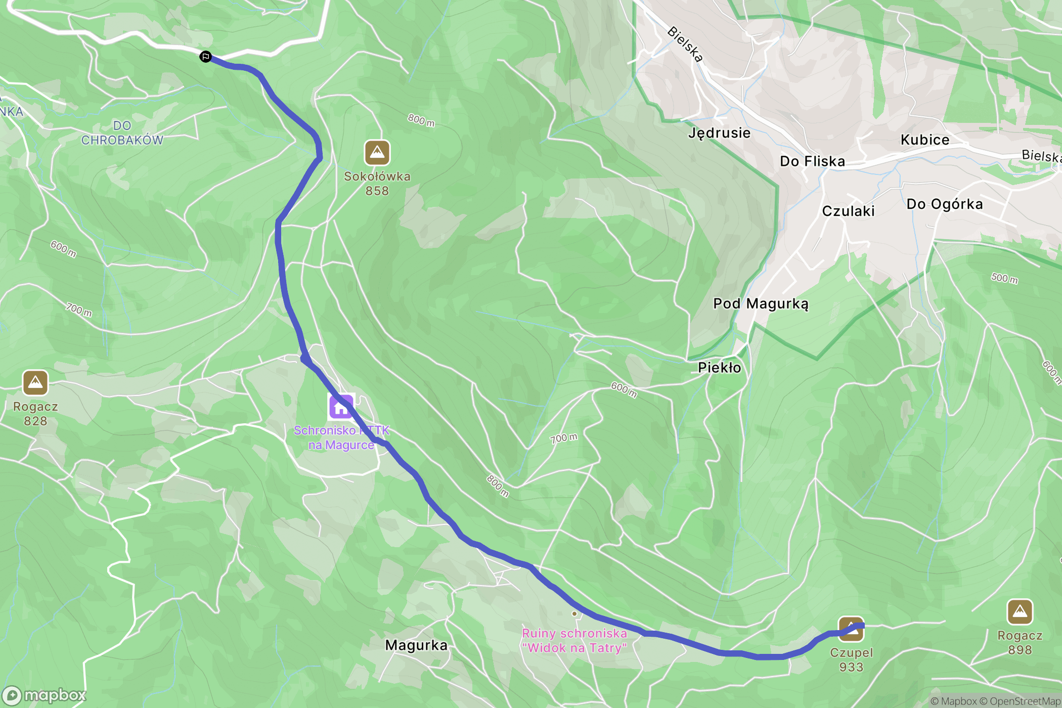 Bielsko-Biała: mapa trasy - Poland
