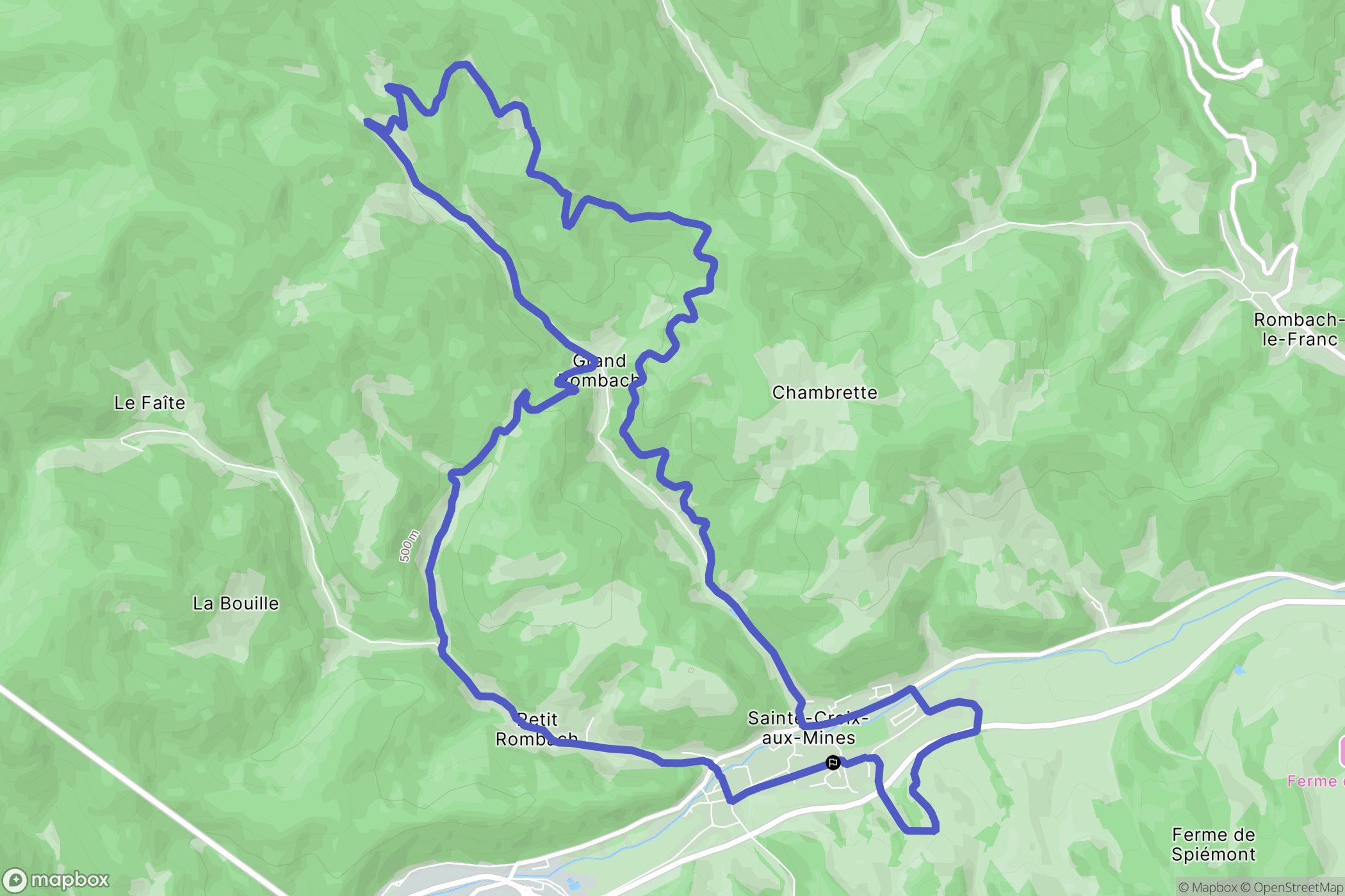 Sainte-Croix-aux-Mines : carte du parcours de randonnée - France