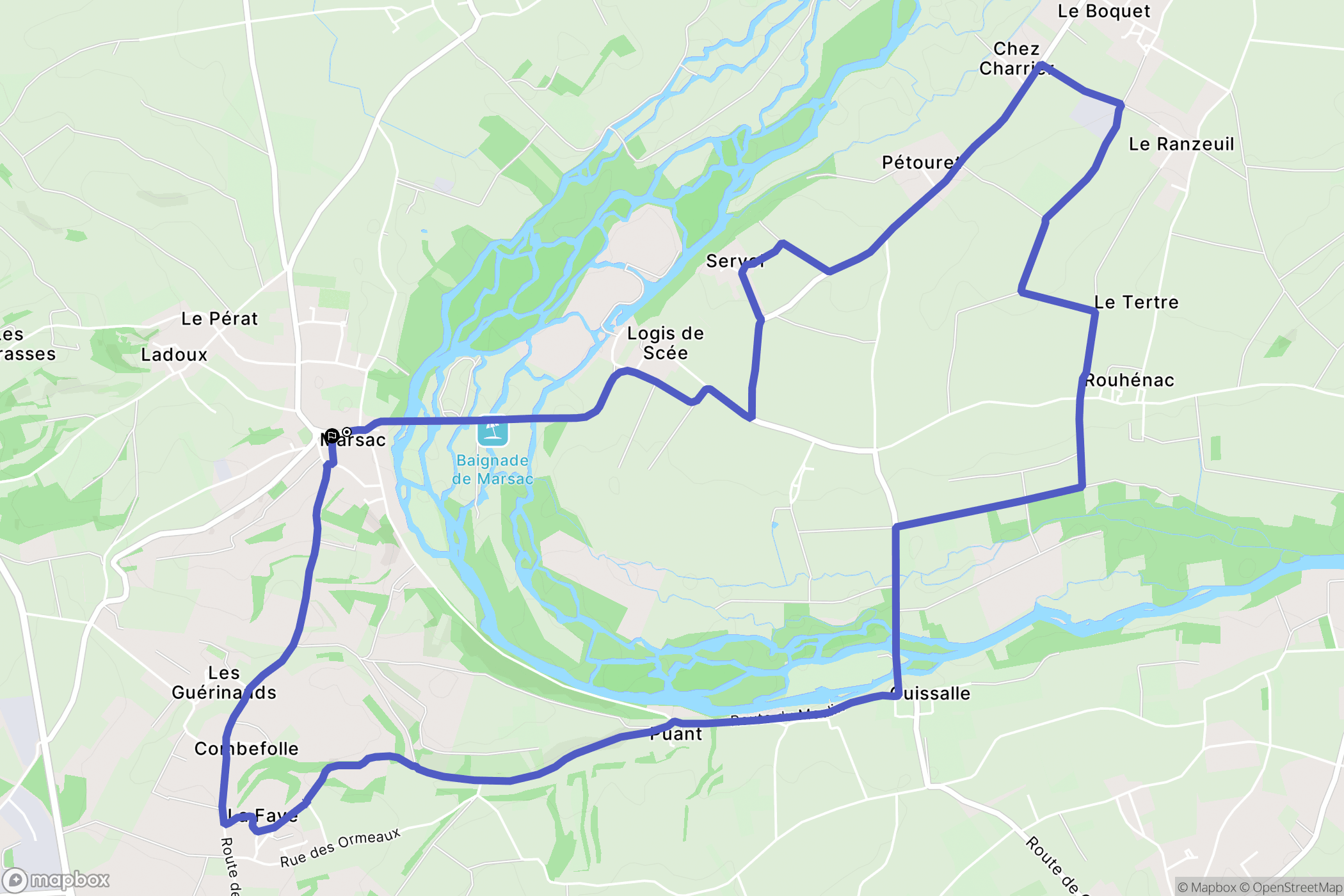Marsac : carte du parcours de randonnée - France