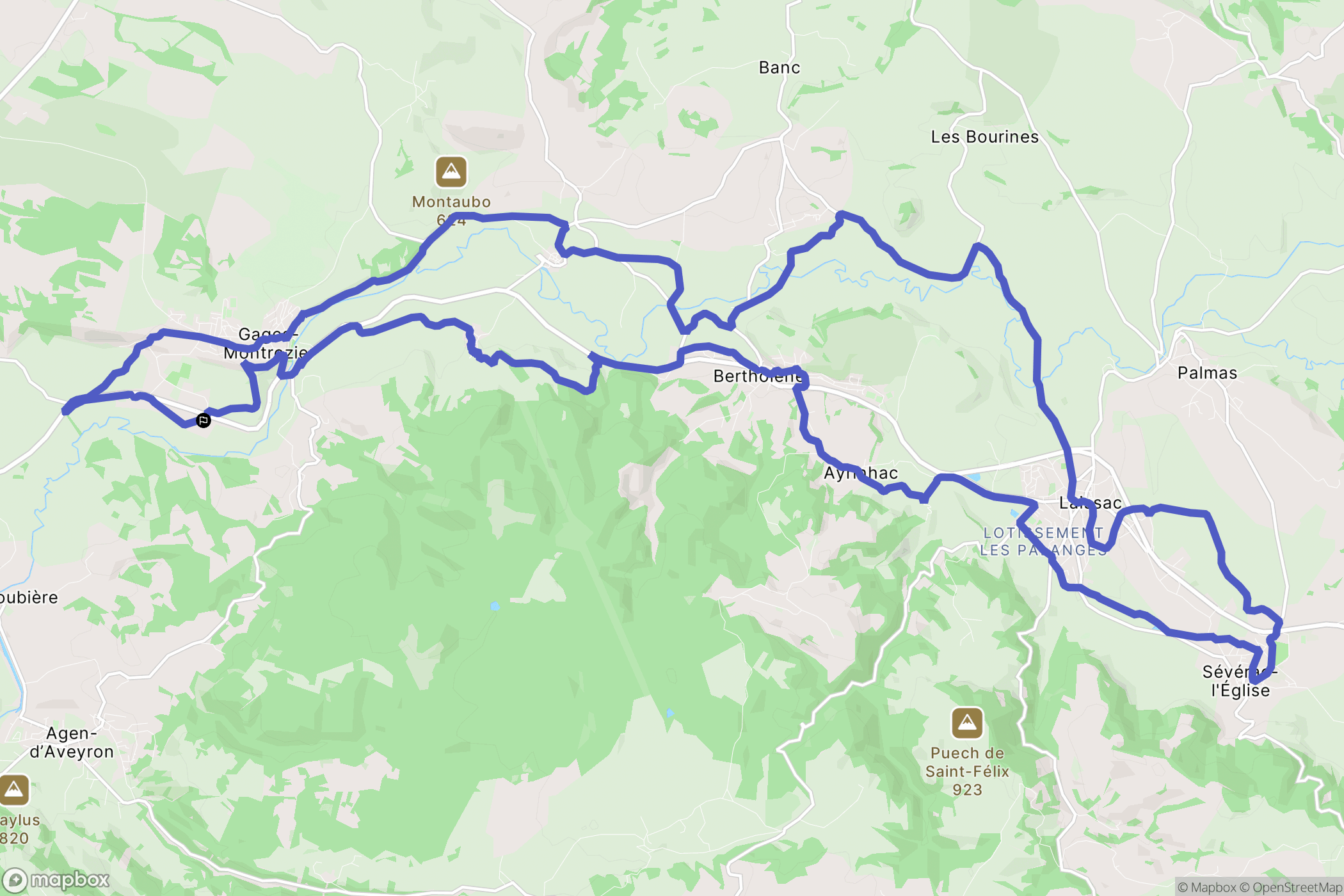 Montrozier : carte du parcours de randonnée - France