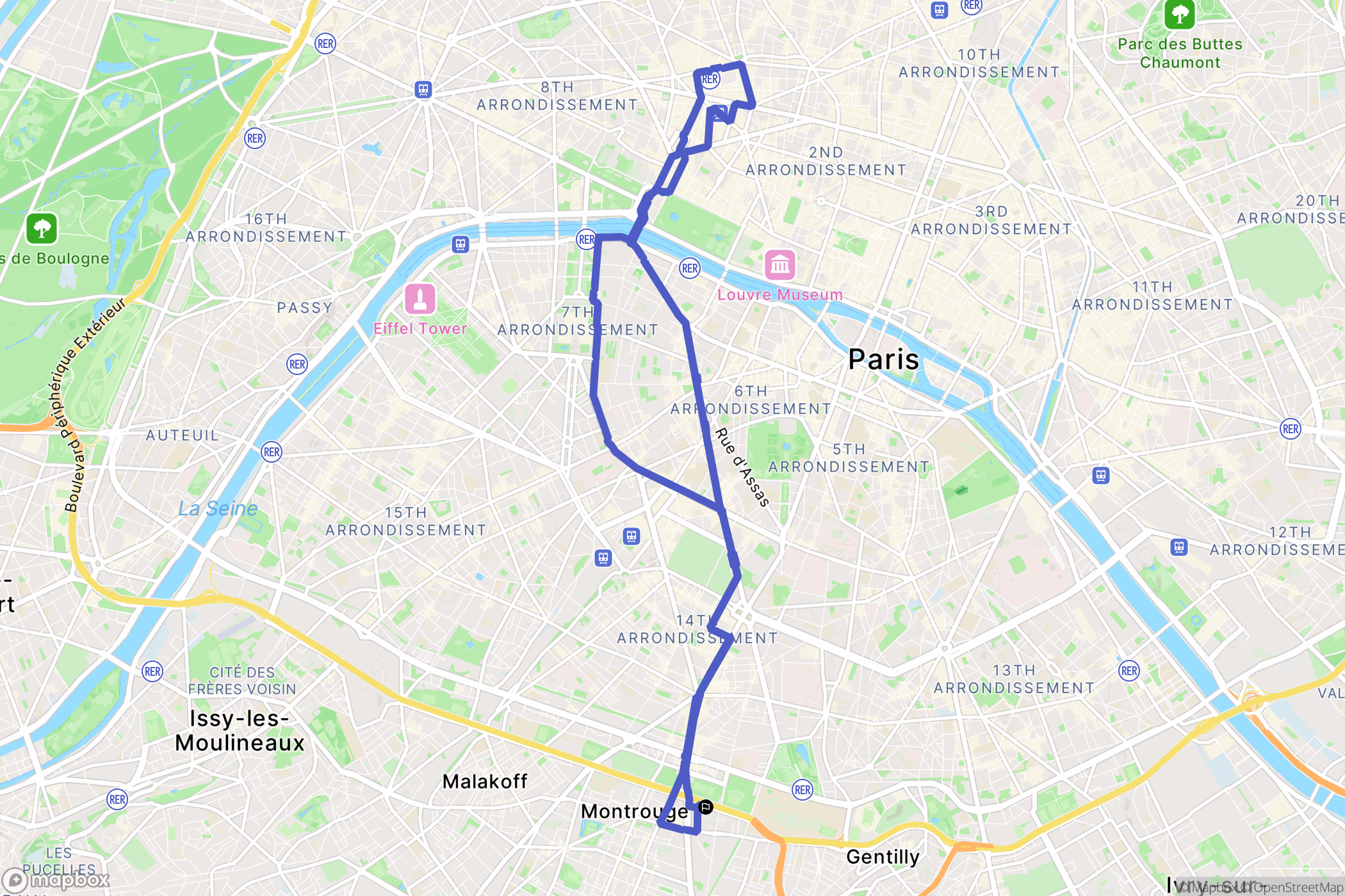 Paris : carte du parcours de randonnée - France