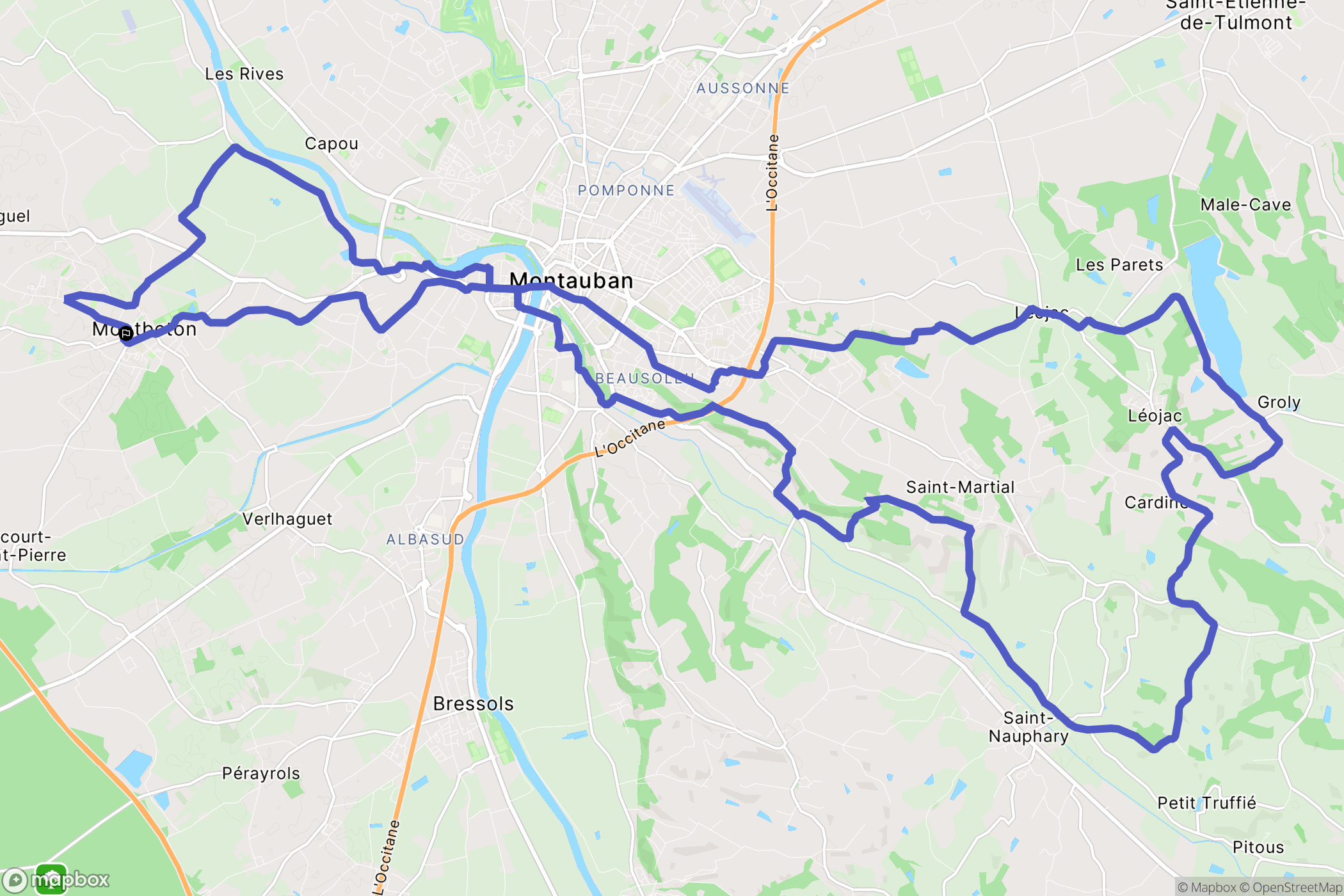 Montbeton : carte du parcours de randonnée - France