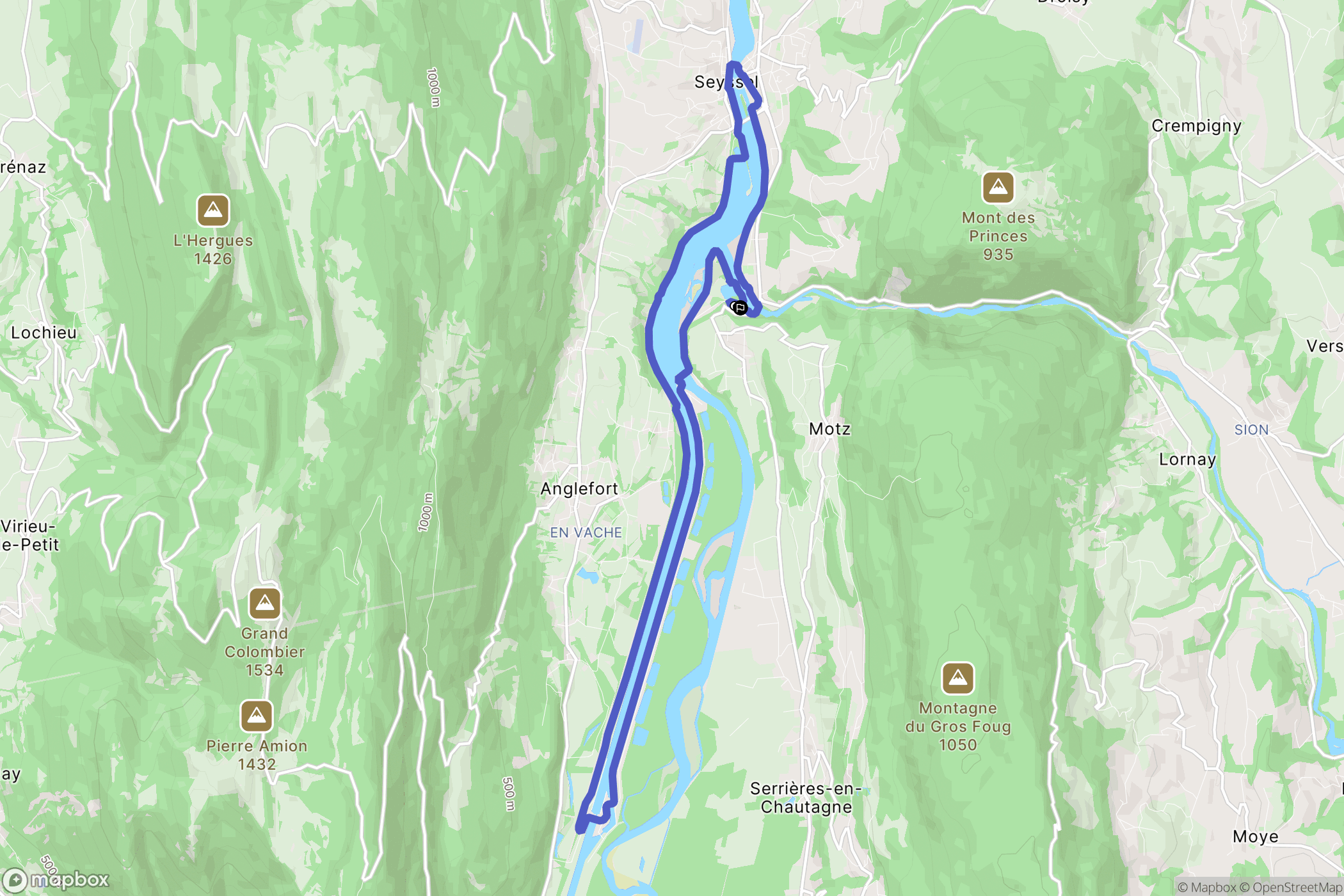 Motz : carte du parcours de randonnée - France