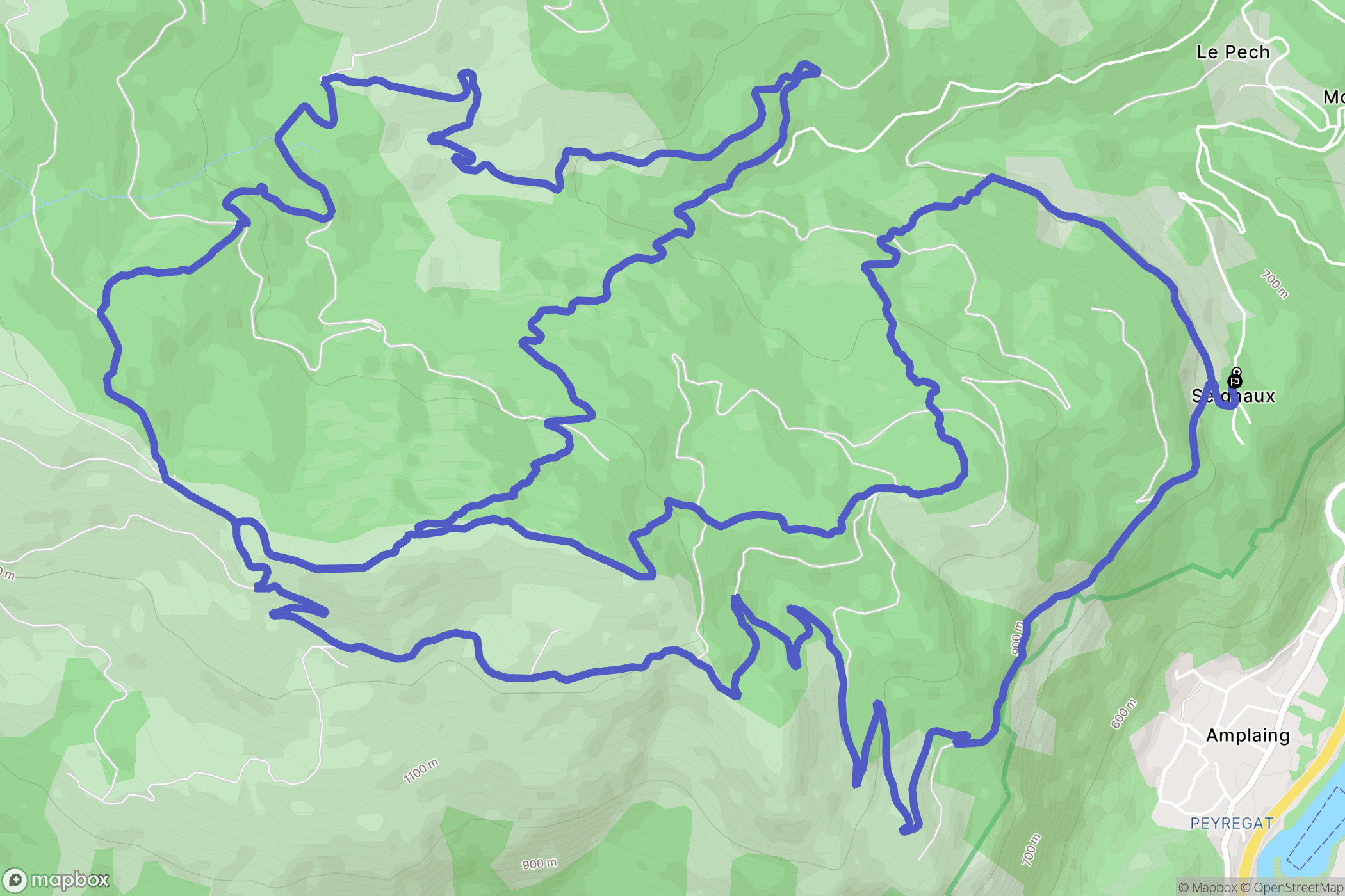 Montoulieu : carte du parcours de randonnée - France