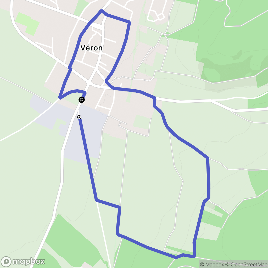 Véron : carte du parcours de randonnée - France
