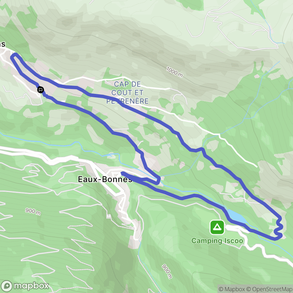 Eaux-Bonnes : carte du parcours de randonnée - France