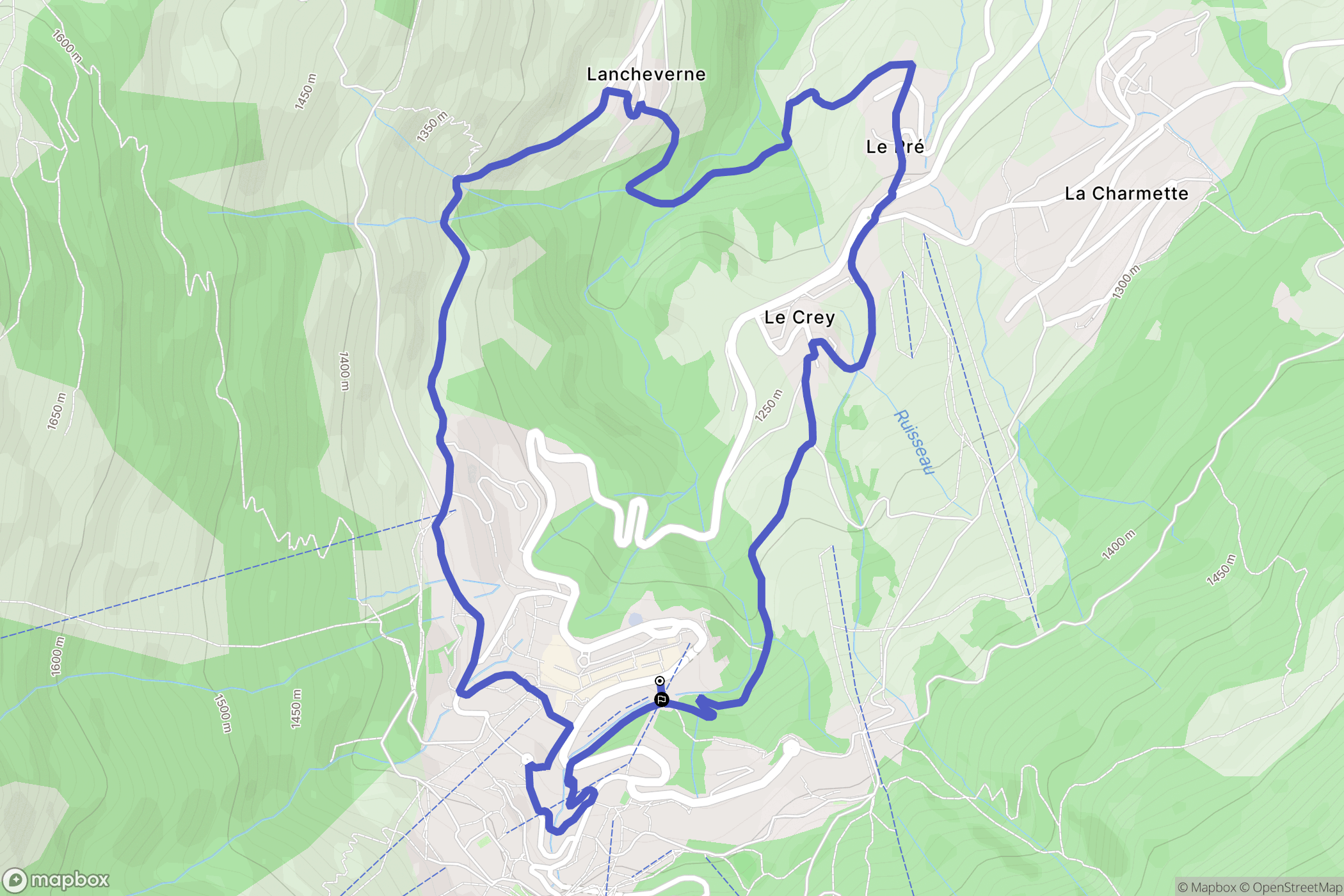 Les Avanchers-Valmorel : carte du parcours de randonnée - France