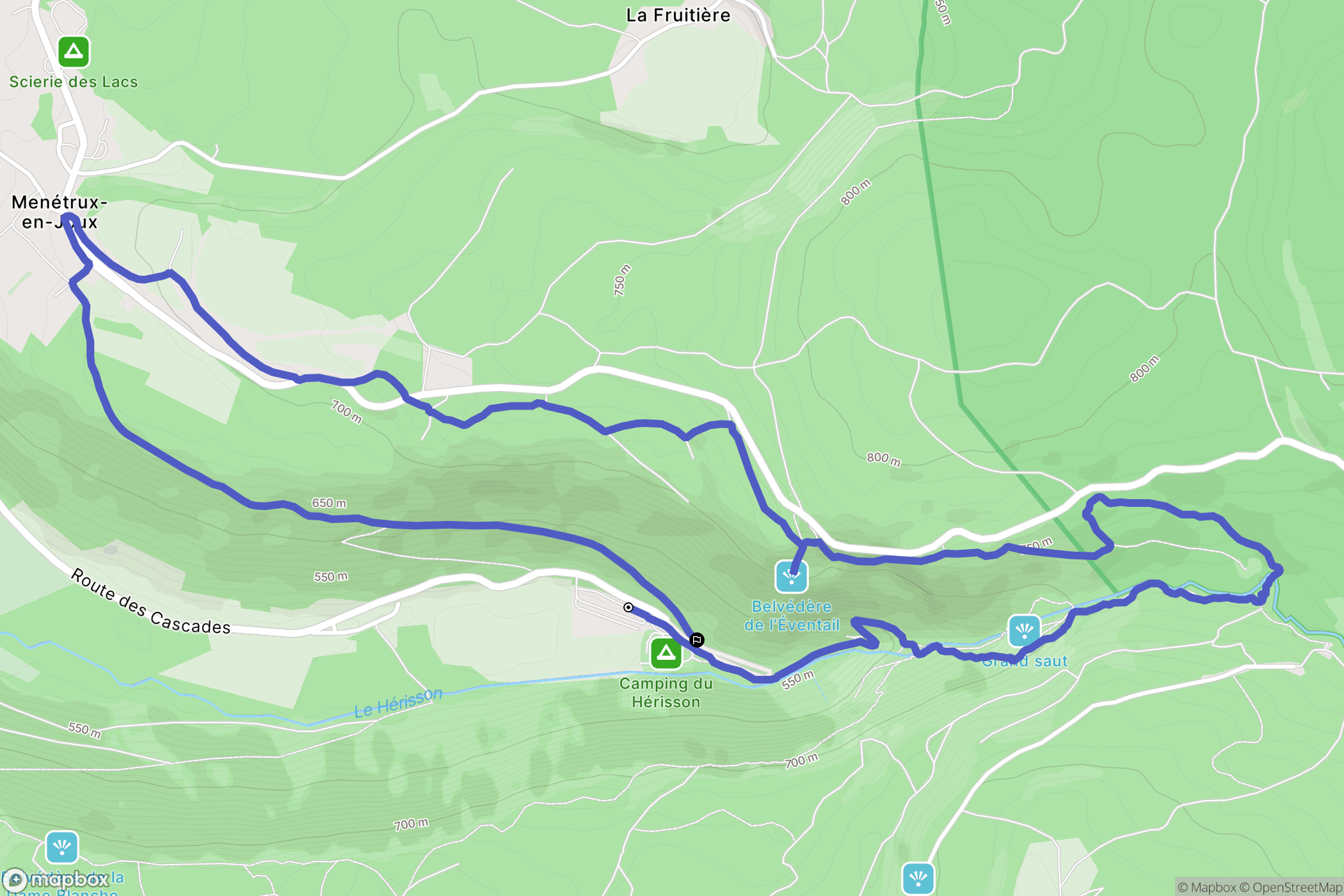Menétrux-en-Joux : carte du parcours de randonnée - France