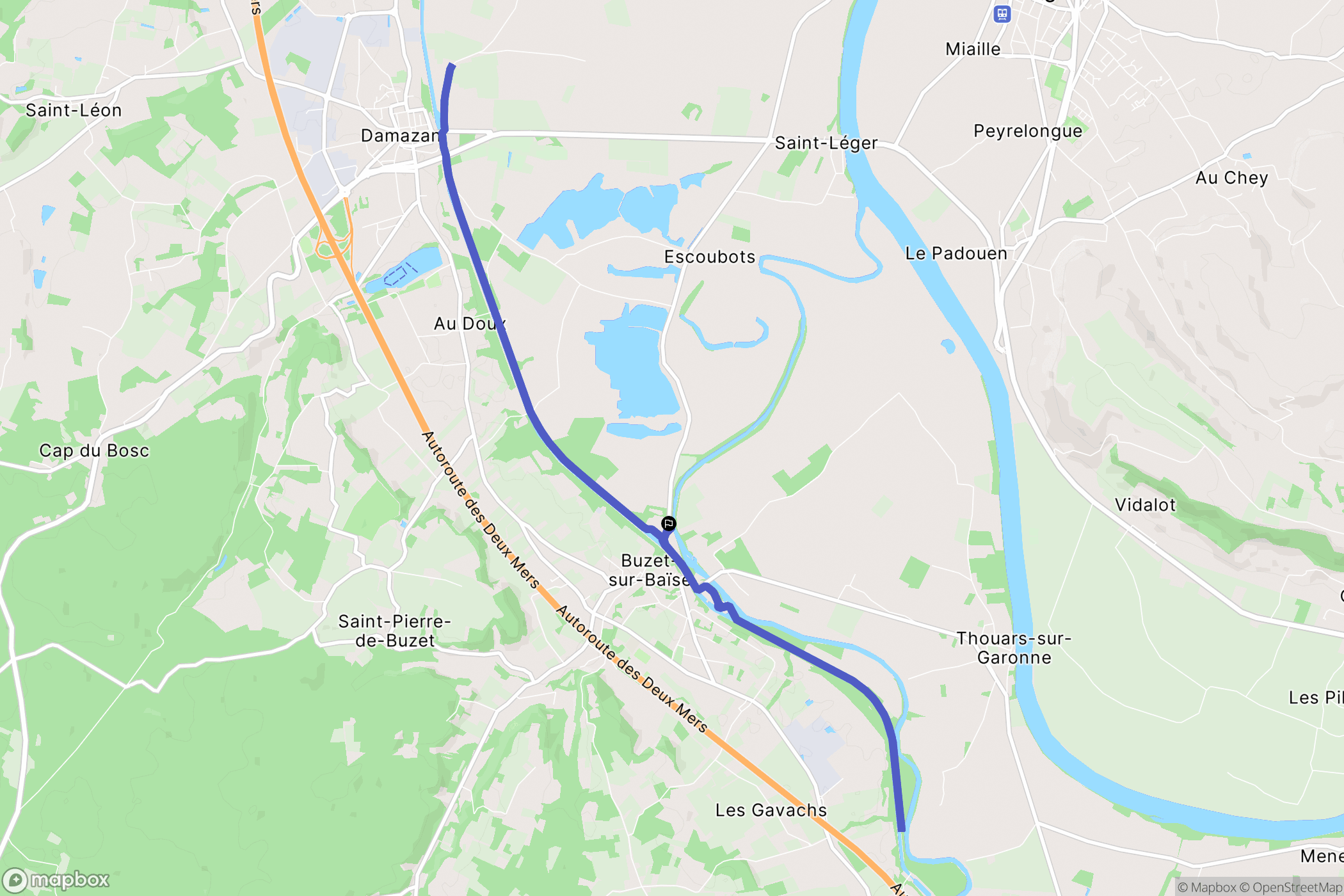 Buzet-sur-Baïse : carte du parcours de randonnée - France