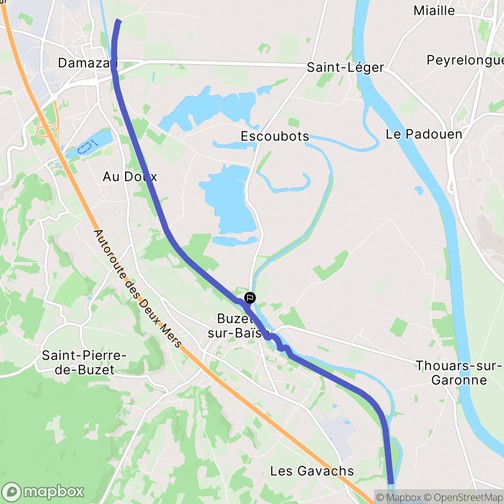 Buzet-sur-Baïse : carte du parcours de randonnée - France