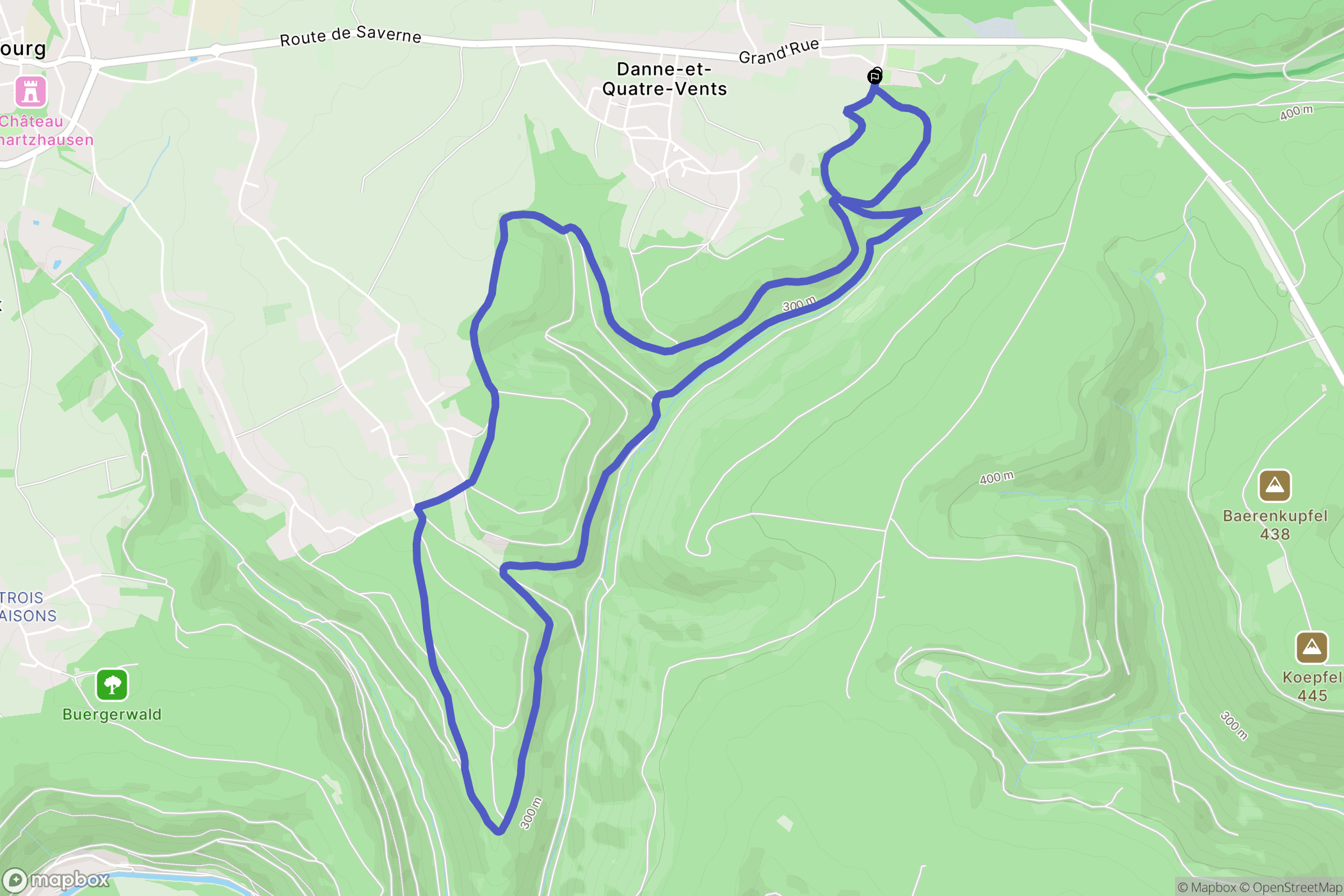 Danne-et-Quatre-Vents : carte du parcours de randonnée - France