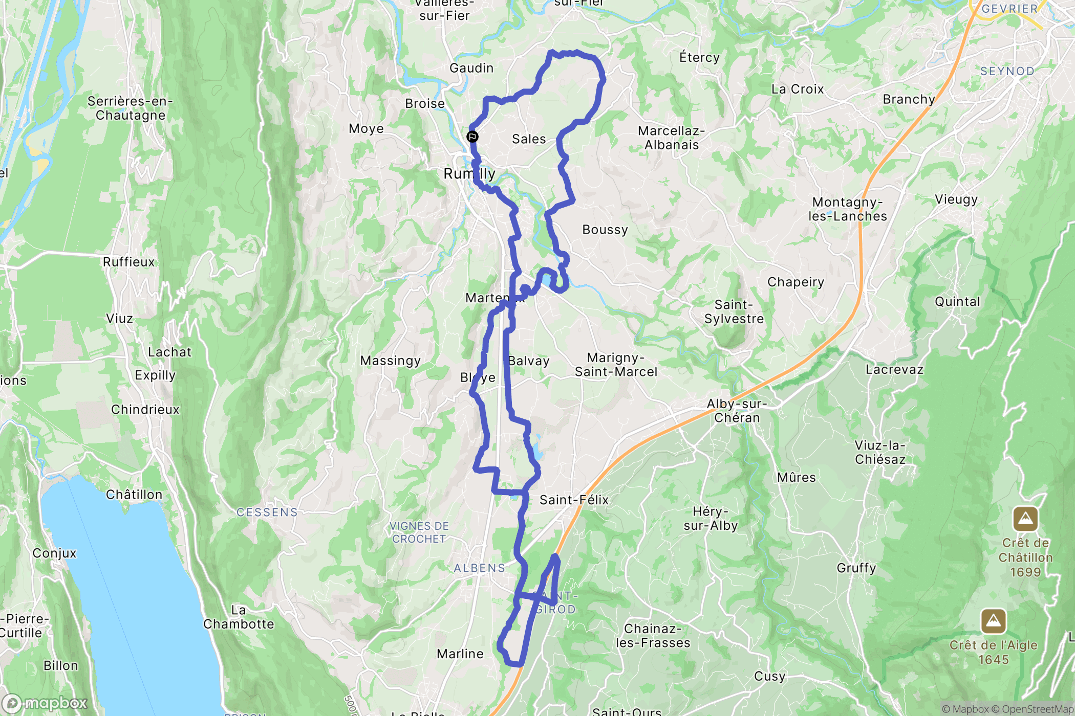 Rumilly : carte du parcours de randonnée - France